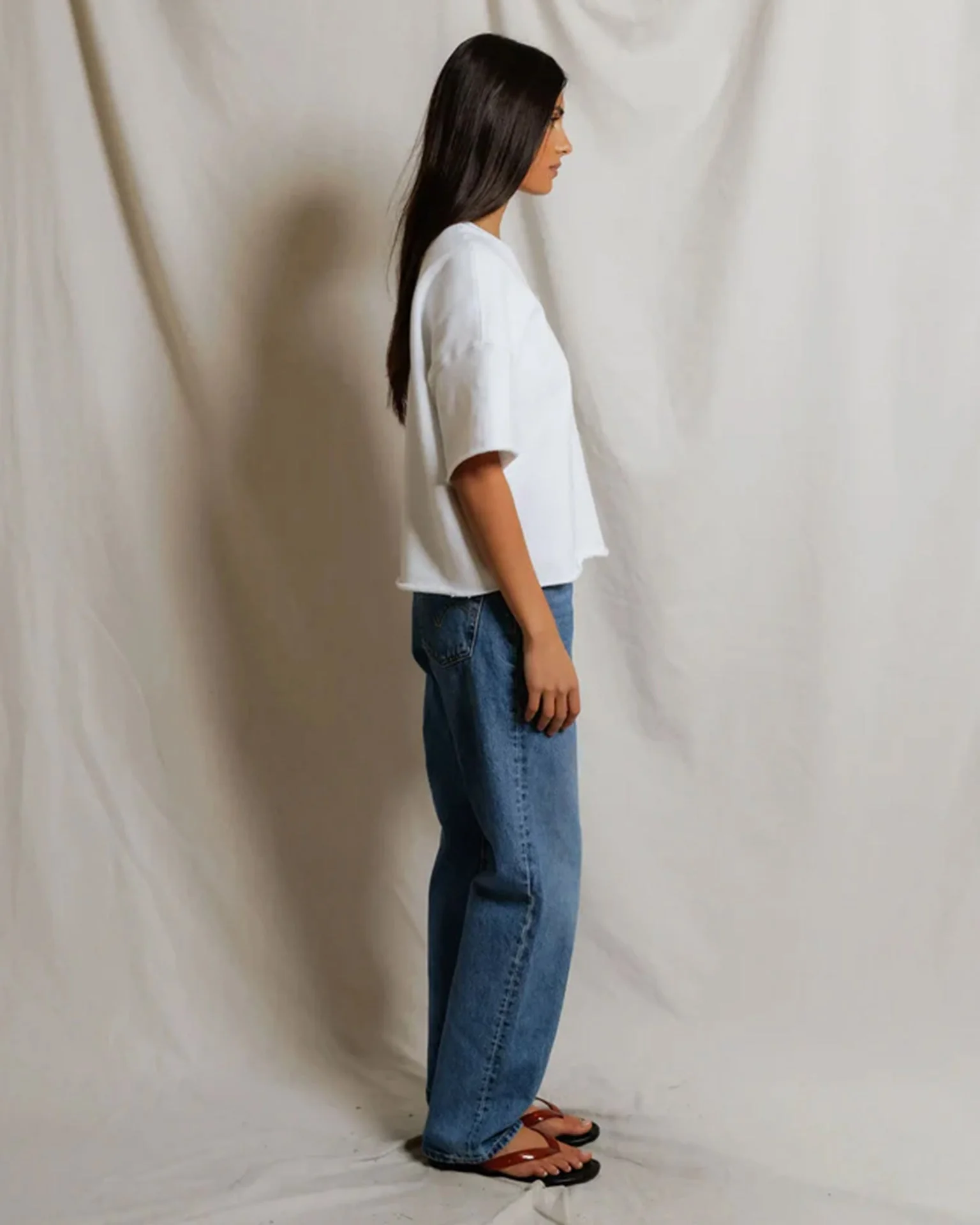 Ezra - Dry French Terry Short Sleeve Sweatshirt in White - Image 4