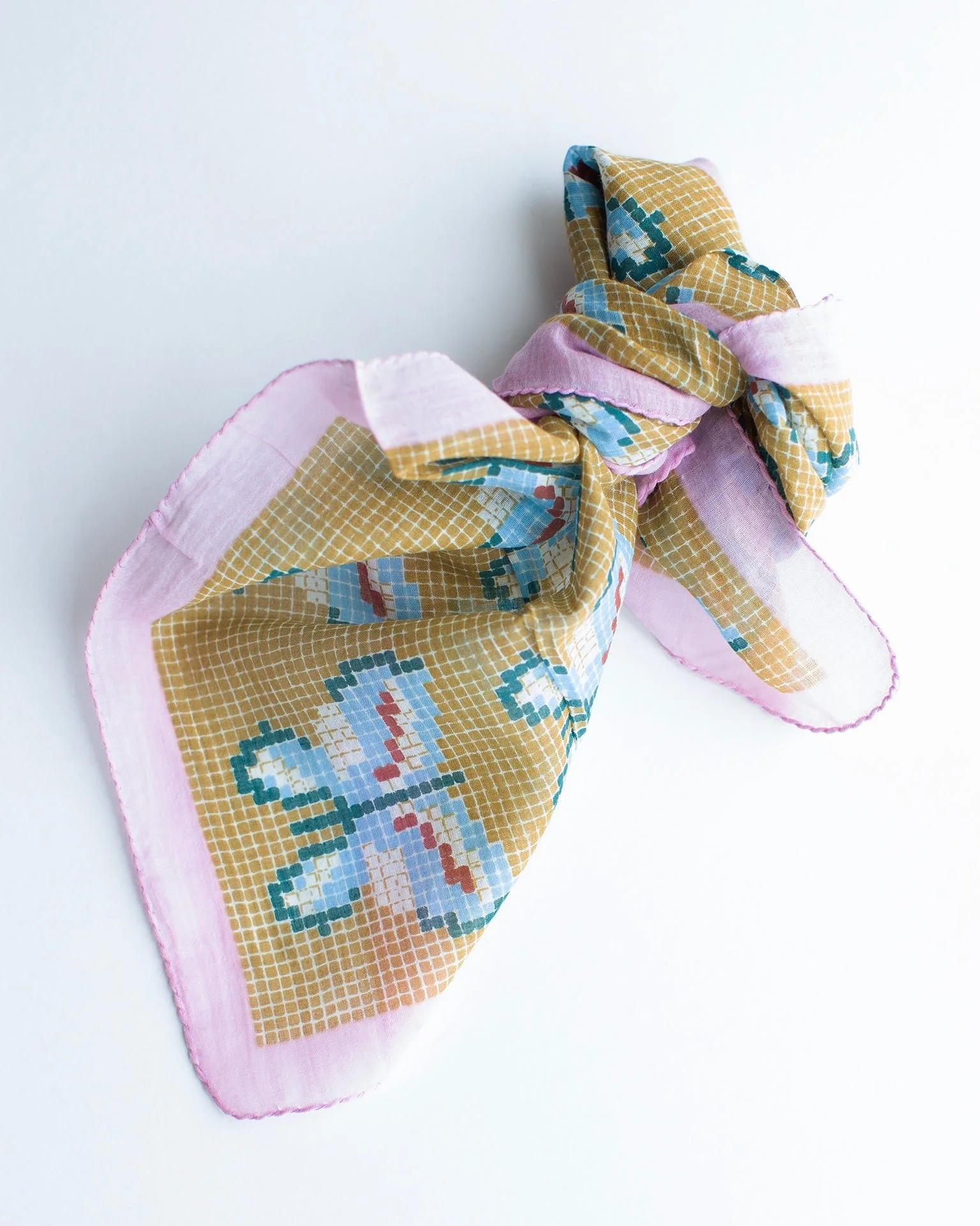 Fairytale Emb 55x55 Bandana in Ochre