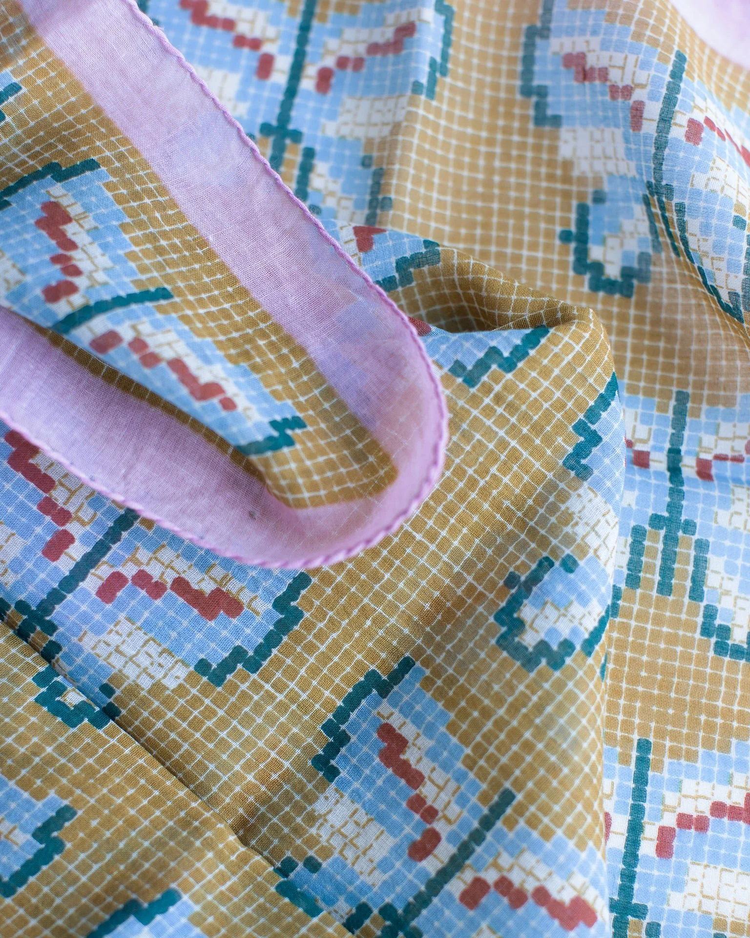 Fairytale Emb 55x55 Bandana in Ochre - Image 2