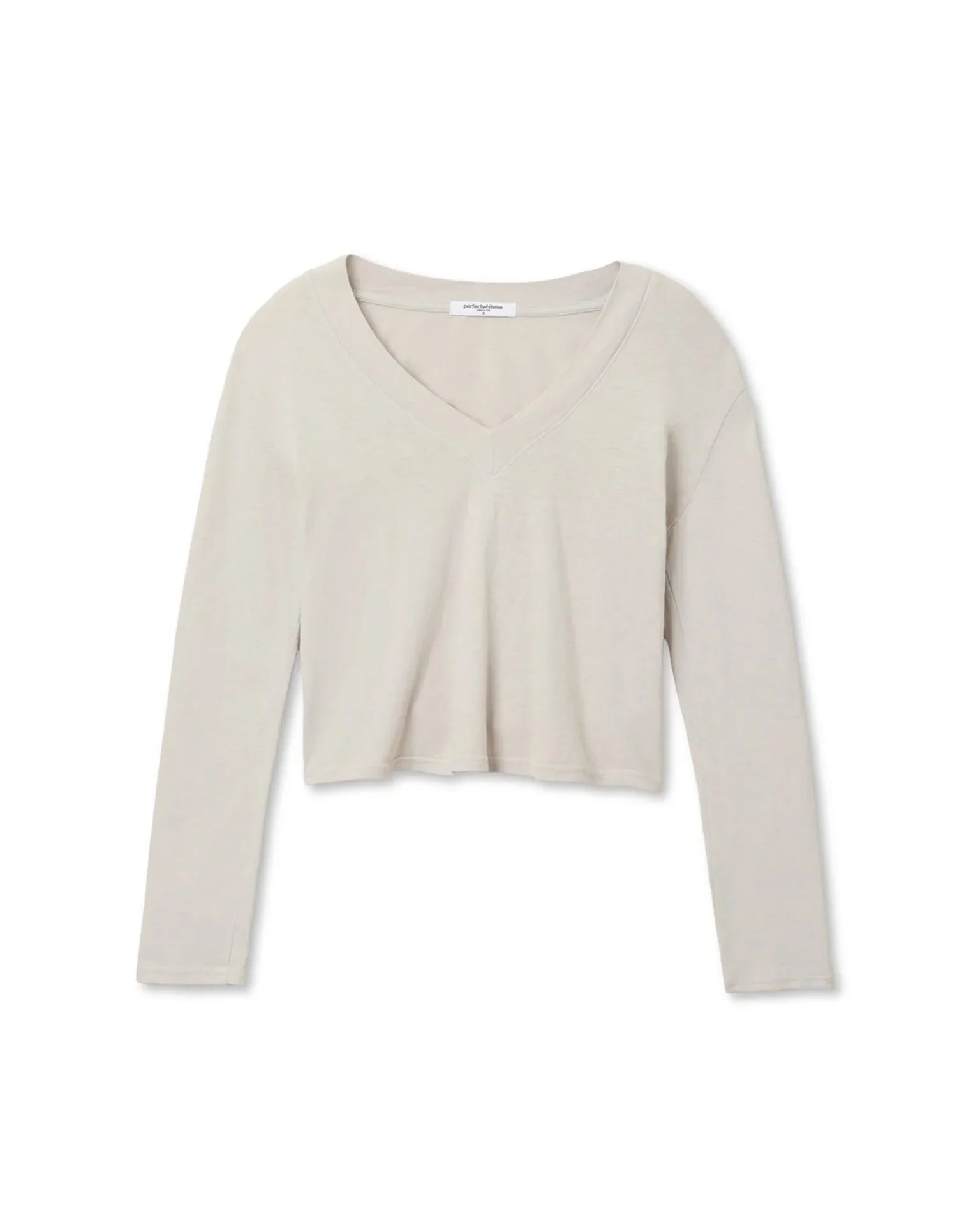 Fiona Long Sleeve Recycled V Neck in Silver - Image 4