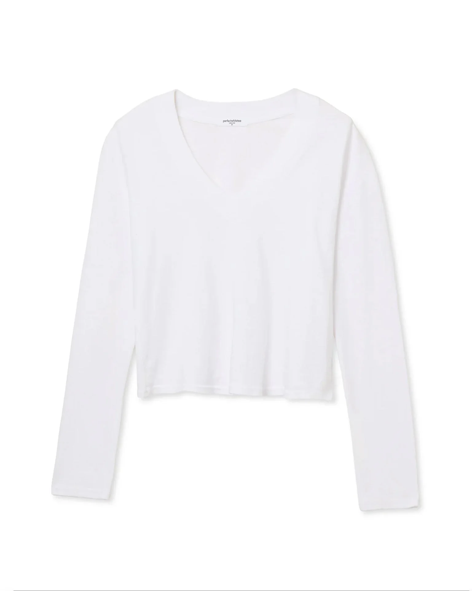 Fiona Long Sleeve Recycled V Neck in White - Image 4