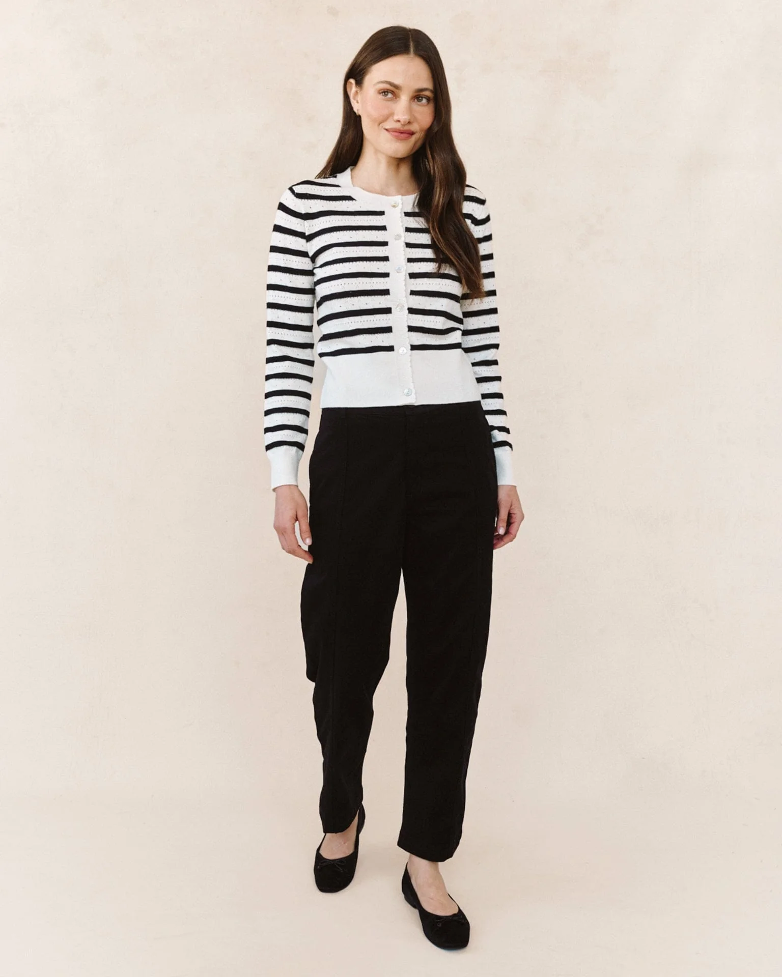 Fitted Cardigan in Cheri Stripe - Image 2