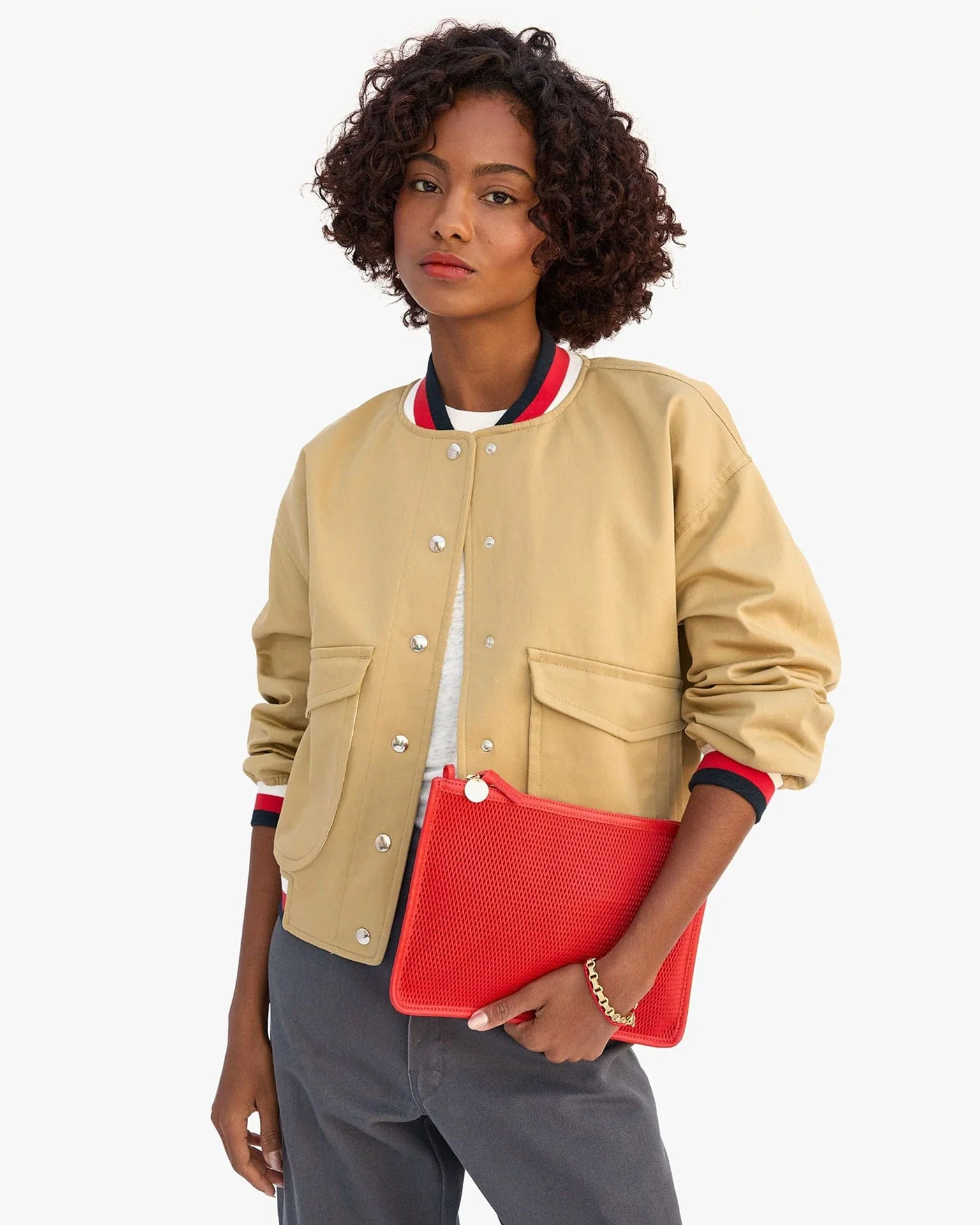 Flat Clutch w/ Tabs - Diamond Perf in Bright Poppy - Image 2