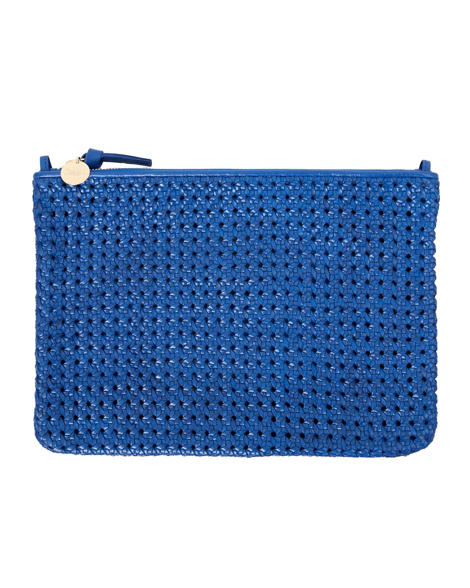 Flat Clutch w/ Tabs in Cobalt Rattan