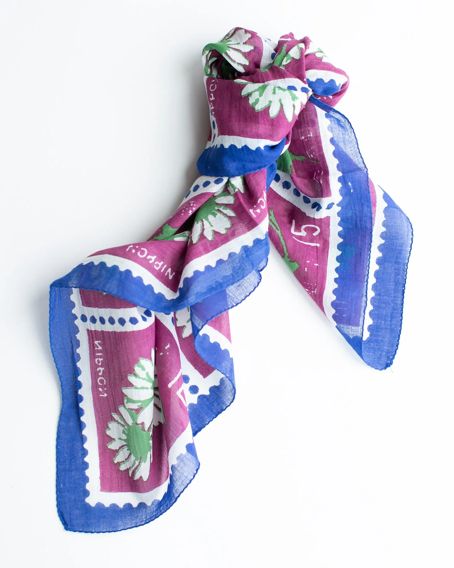 Flower Stamps 70x70 Bandana in Aubergine