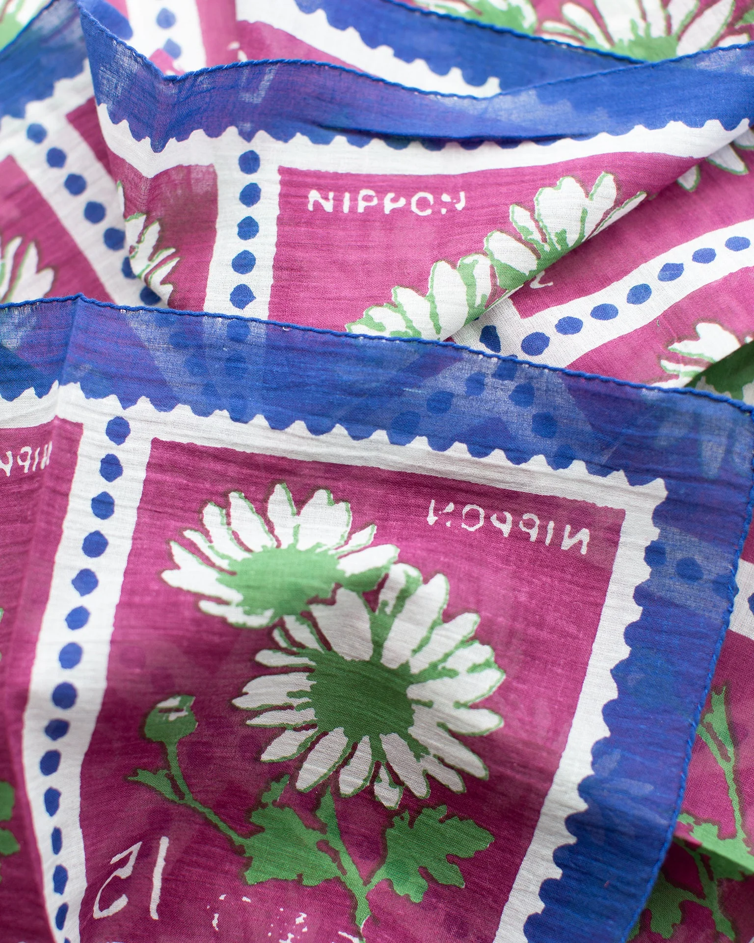 Flower Stamps 70x70 Bandana in Aubergine - Image 2