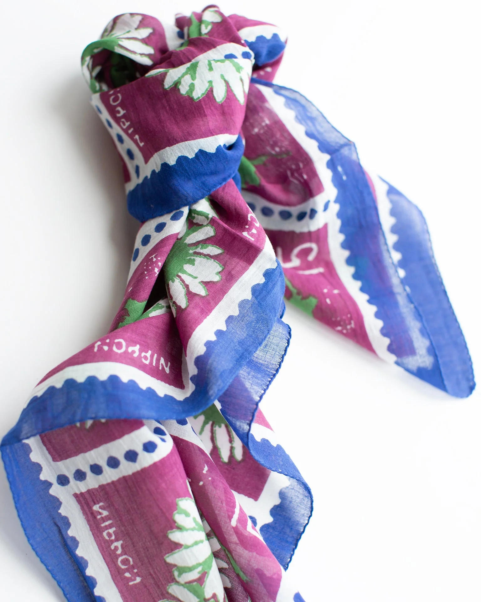 Flower Stamps 70x70 Bandana in Aubergine - Image 3
