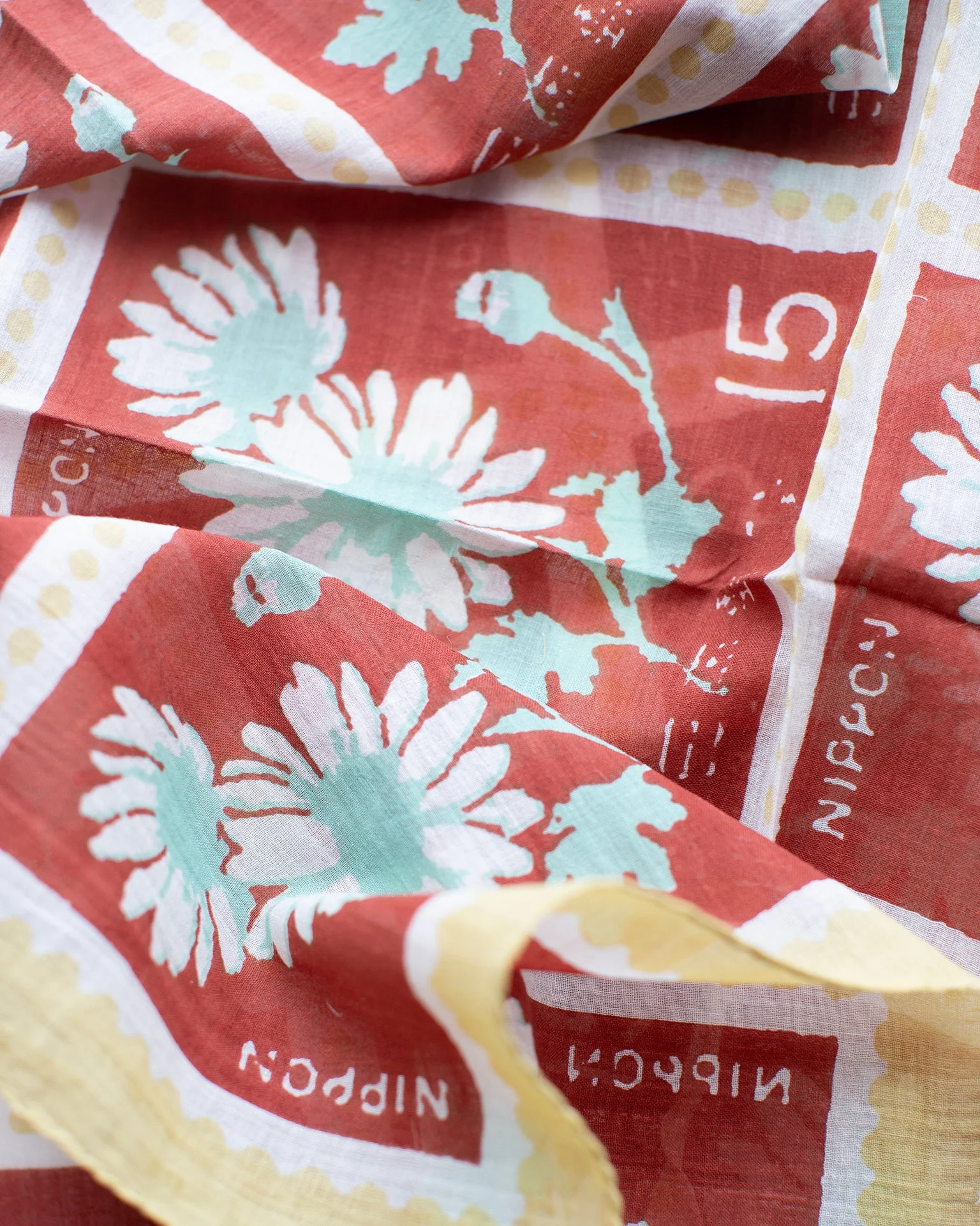 Flower Stamps 70x70 Bandana in Muscade - Image 2