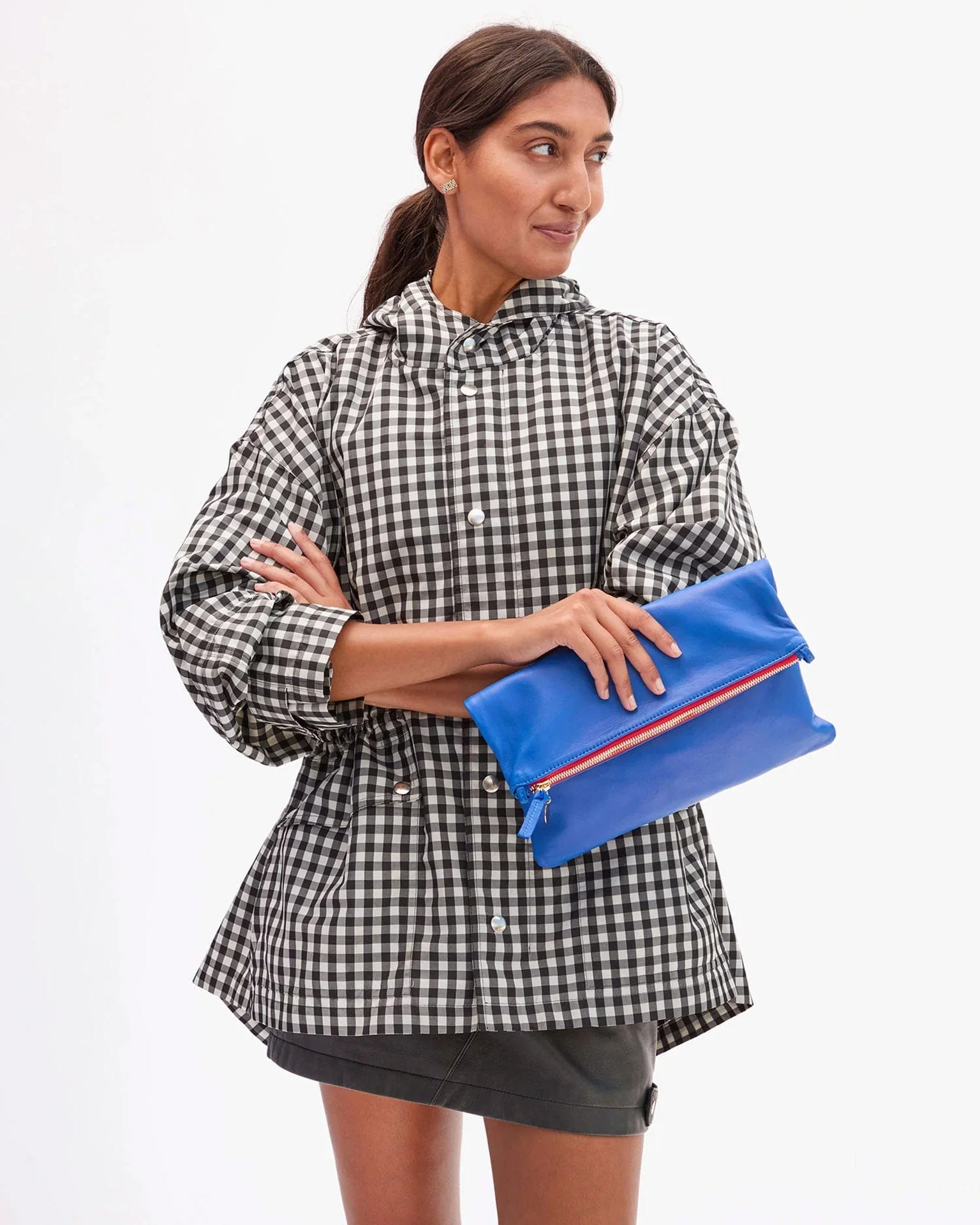 Foldover Clutch w/ Tabs - L'ete Nappa in Electric Blue - Image 2