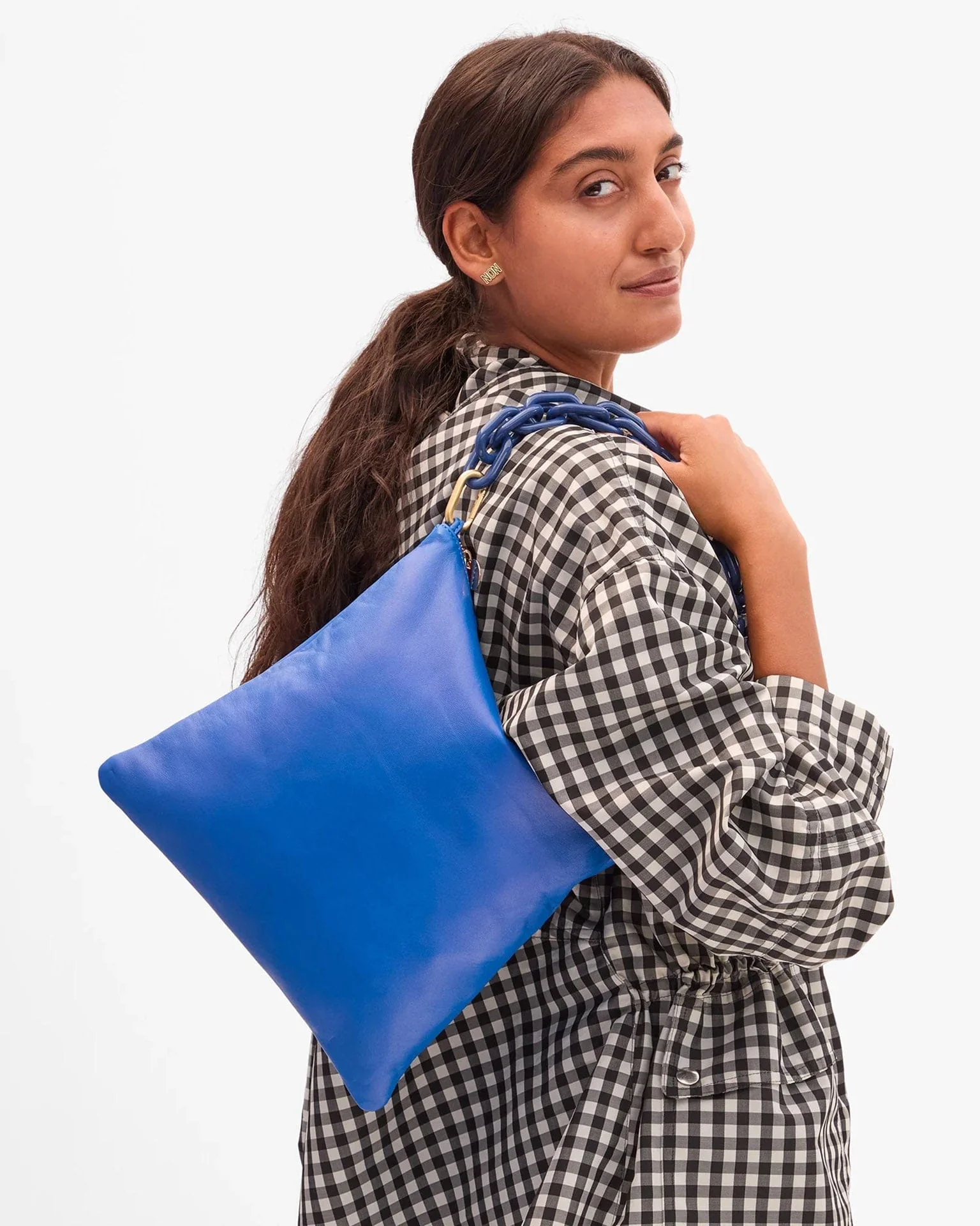 Foldover Clutch w/ Tabs - L'ete Nappa in Electric Blue - Image 4