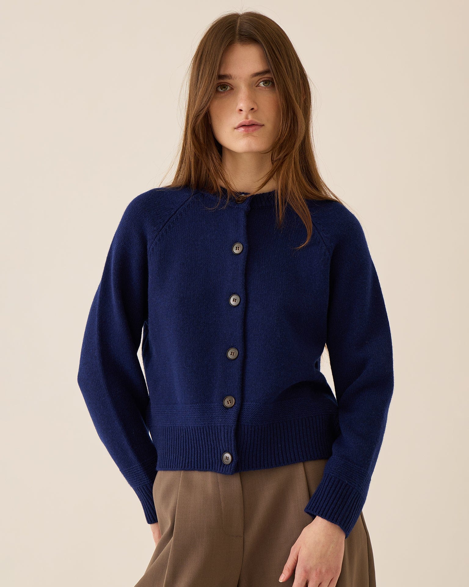 Frances Merino Wool Cardigan in Sapphire
