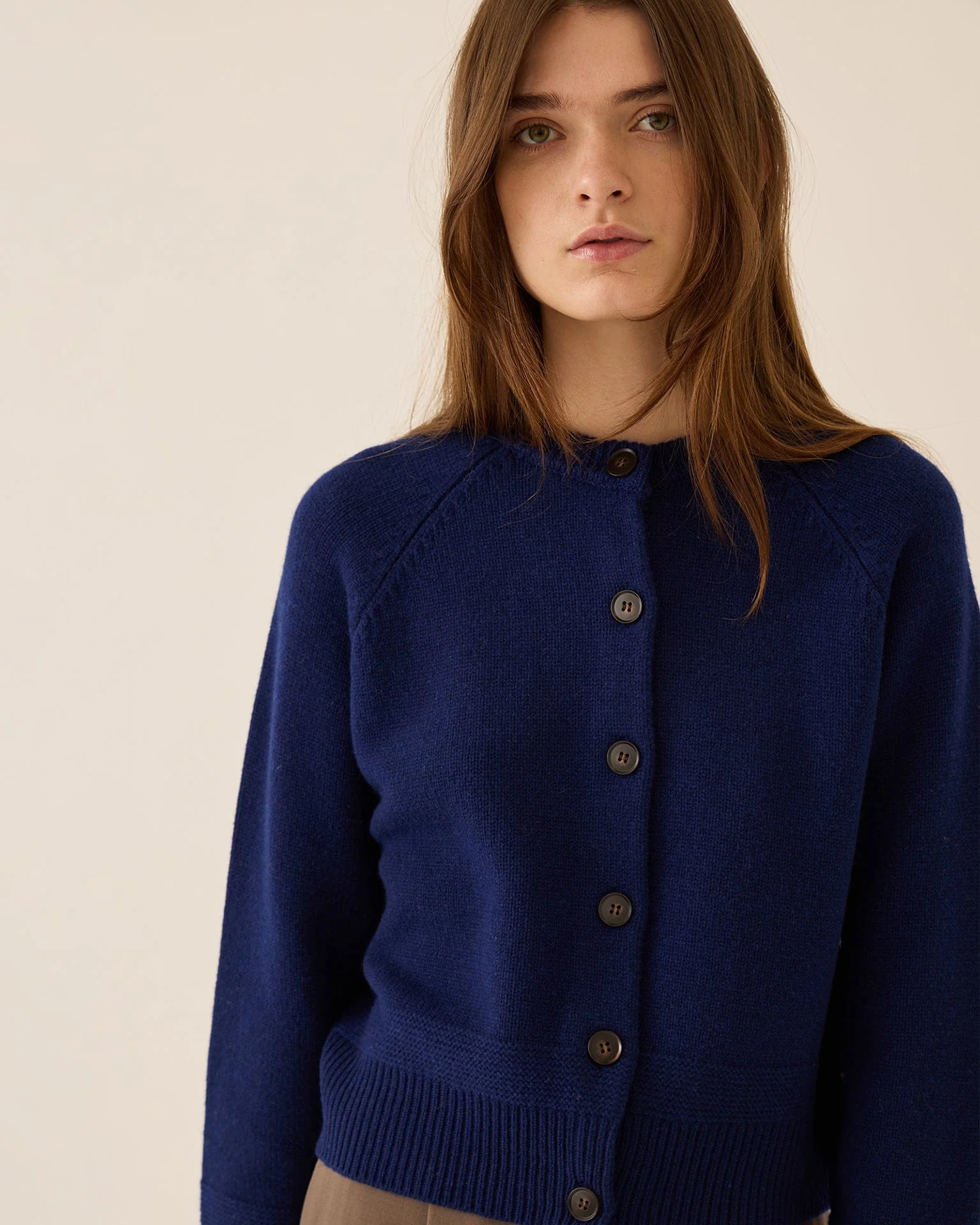 Frances Merino Wool Cardigan in Sapphire - Image 2