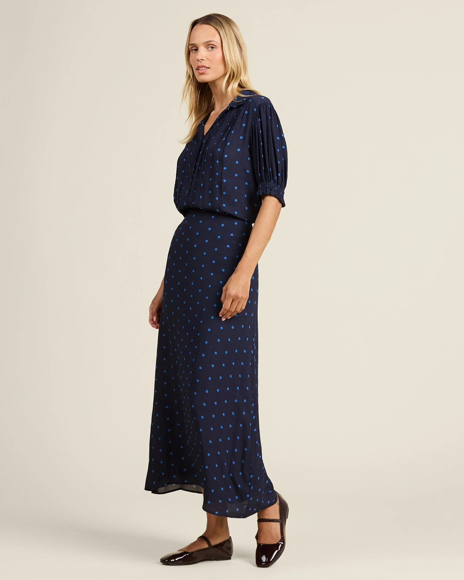 Gemma Blouse in Azure Polka Dot - Image 2
