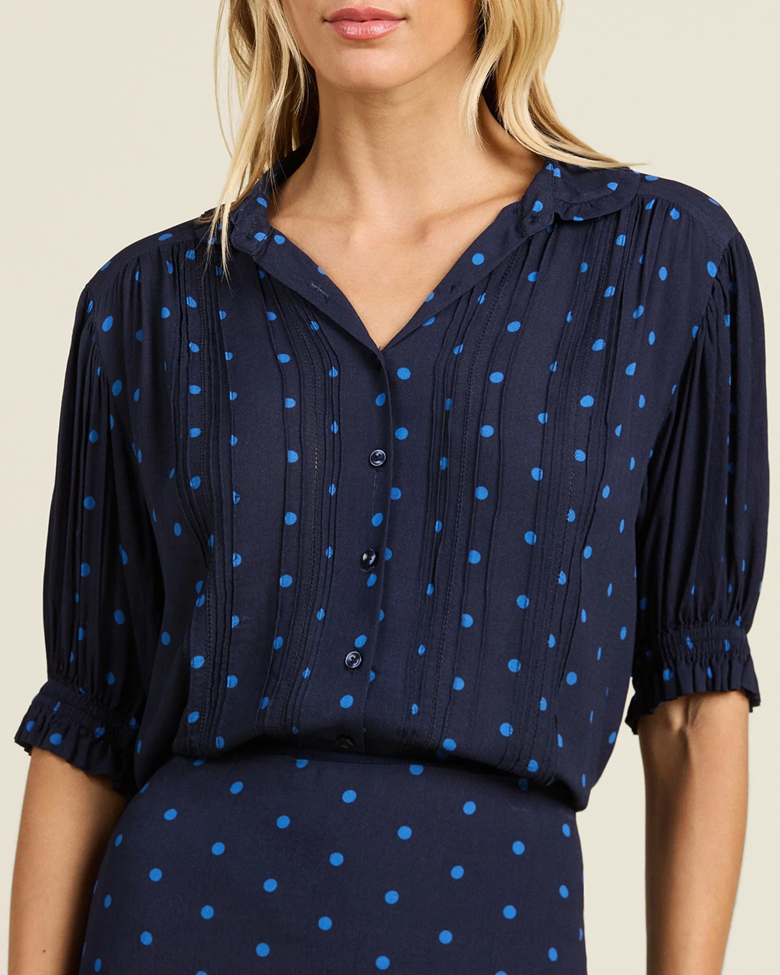 Gemma Blouse in Azure Polka Dot - Image 3