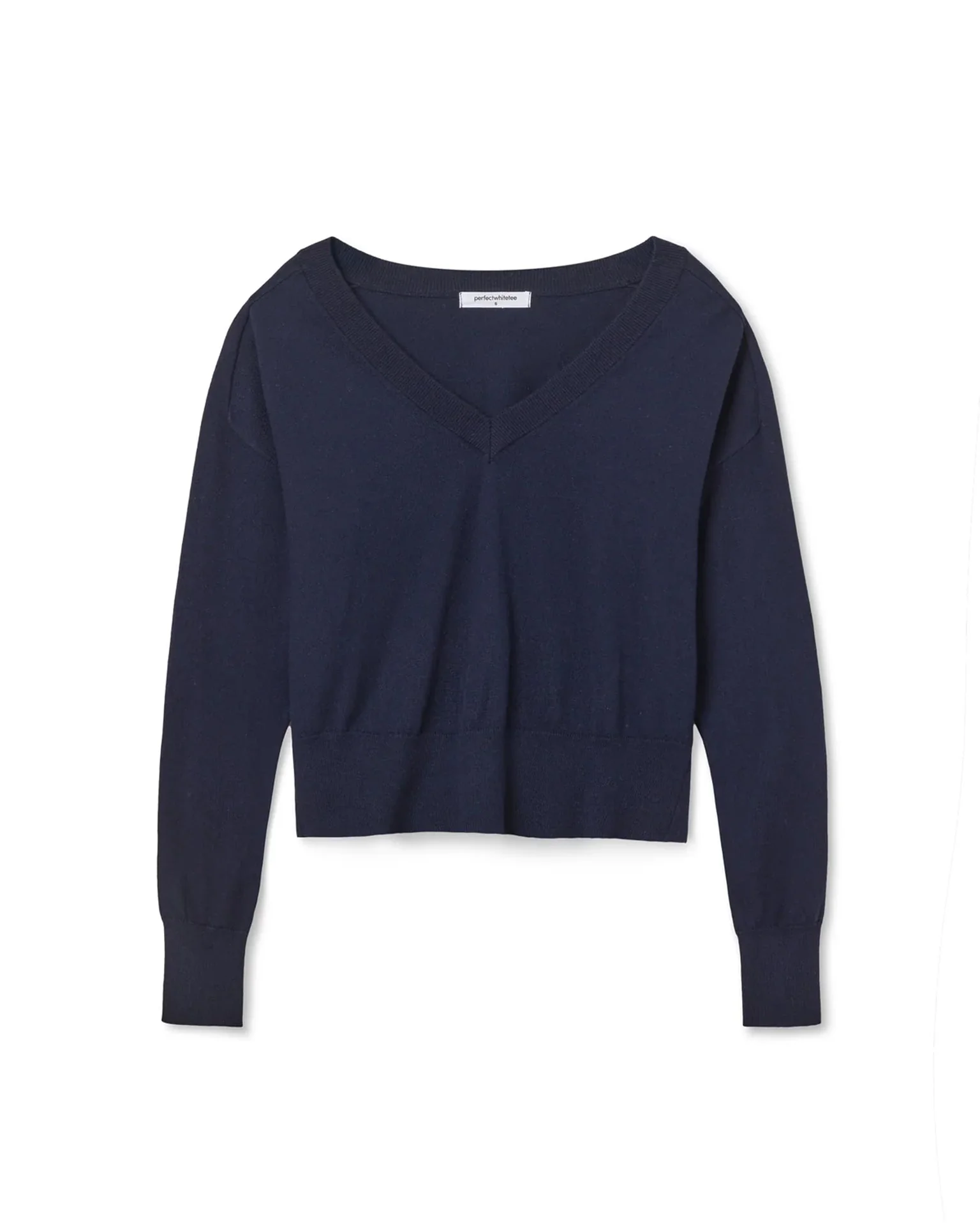 Georgina Cashmere V Neck Sweater in Navy - Image 4