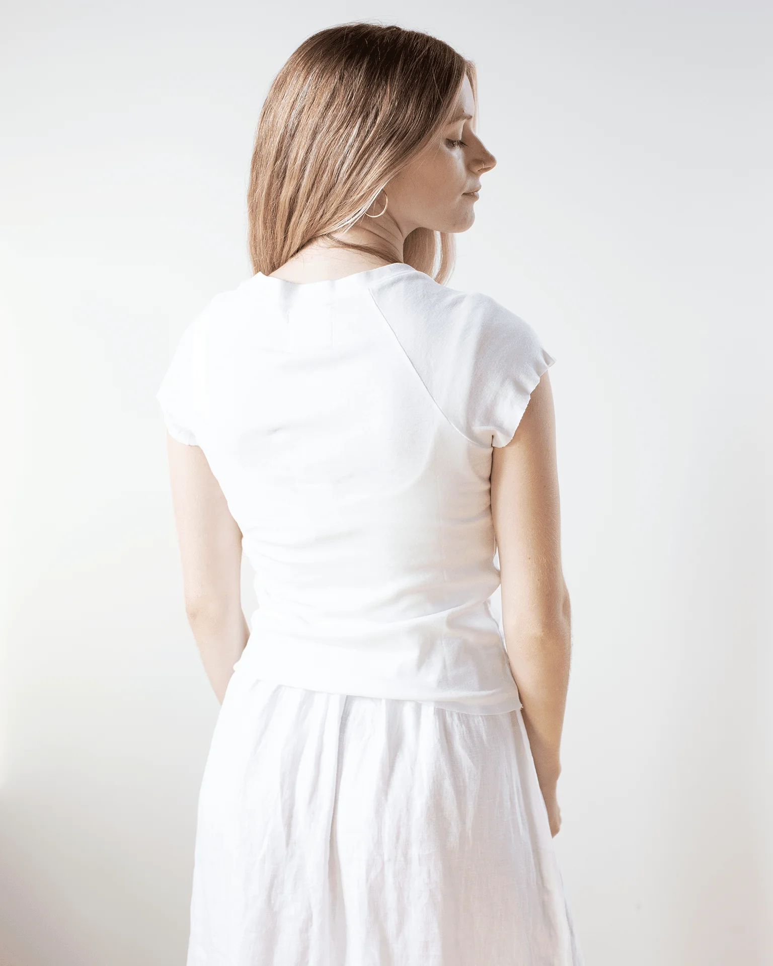 Gia Fitted Rib U Neck in Chalk - Image 3