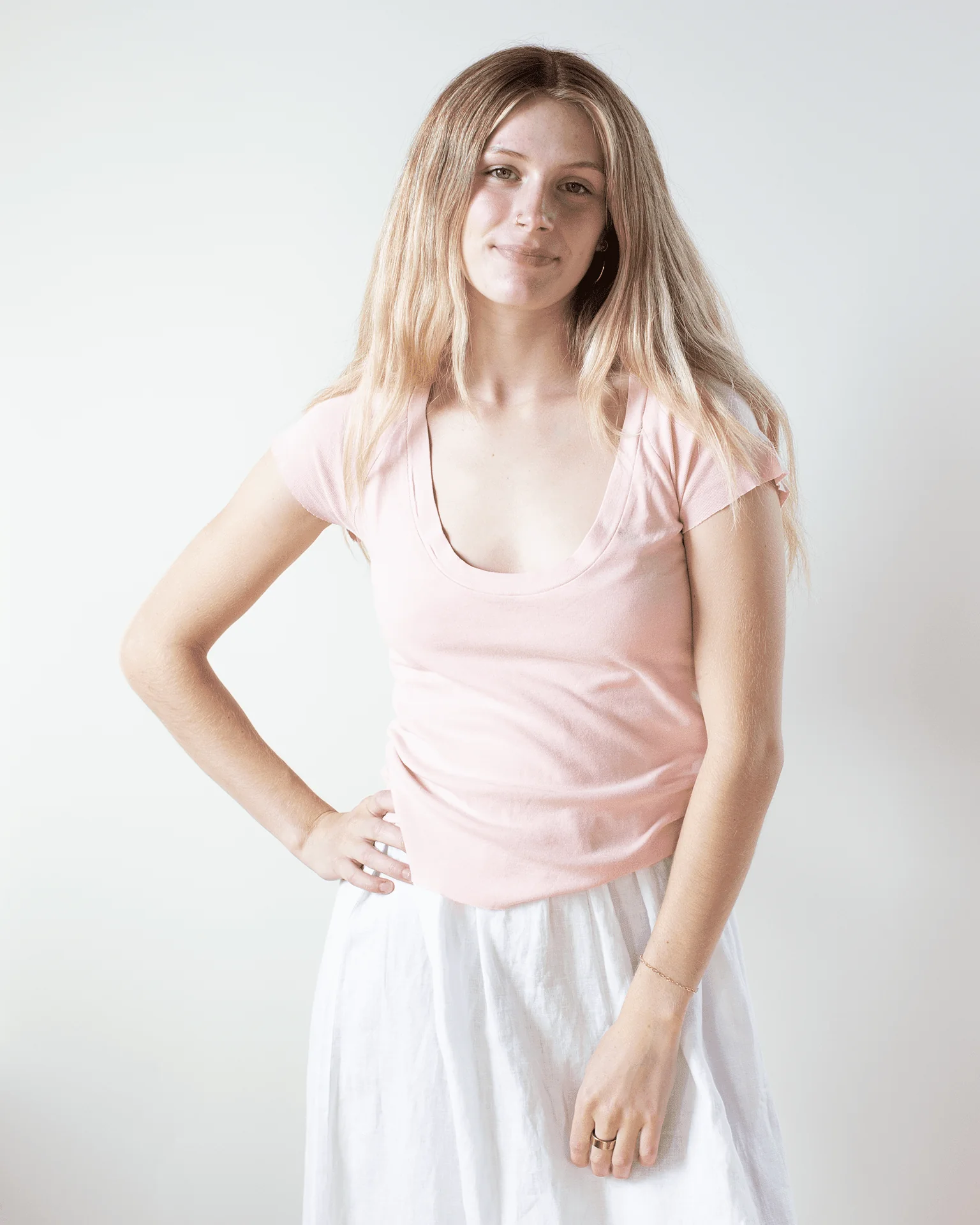 Gia Fitted Rib U Neck in Rosy
