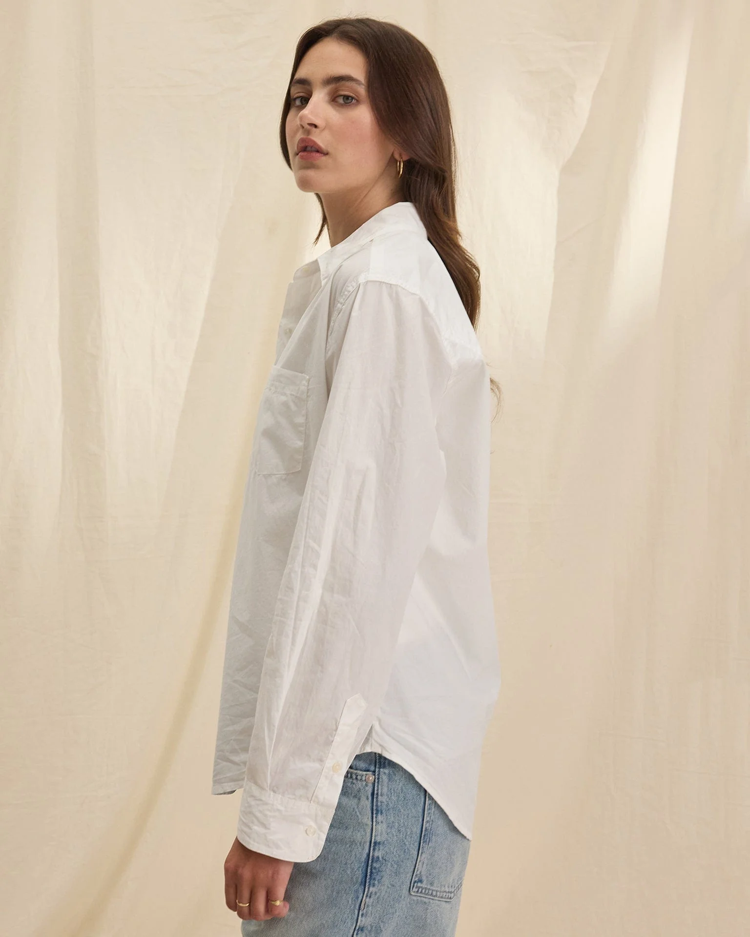 Grace L/S Button Up Top in White - Image 2