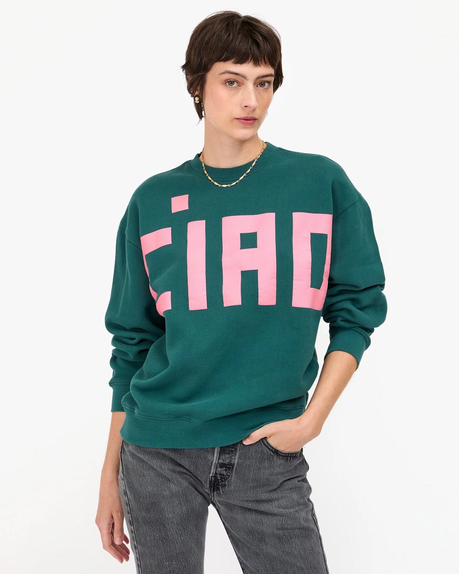 Grand Block Ciao Oversized Sweatshirt in Deep Pine