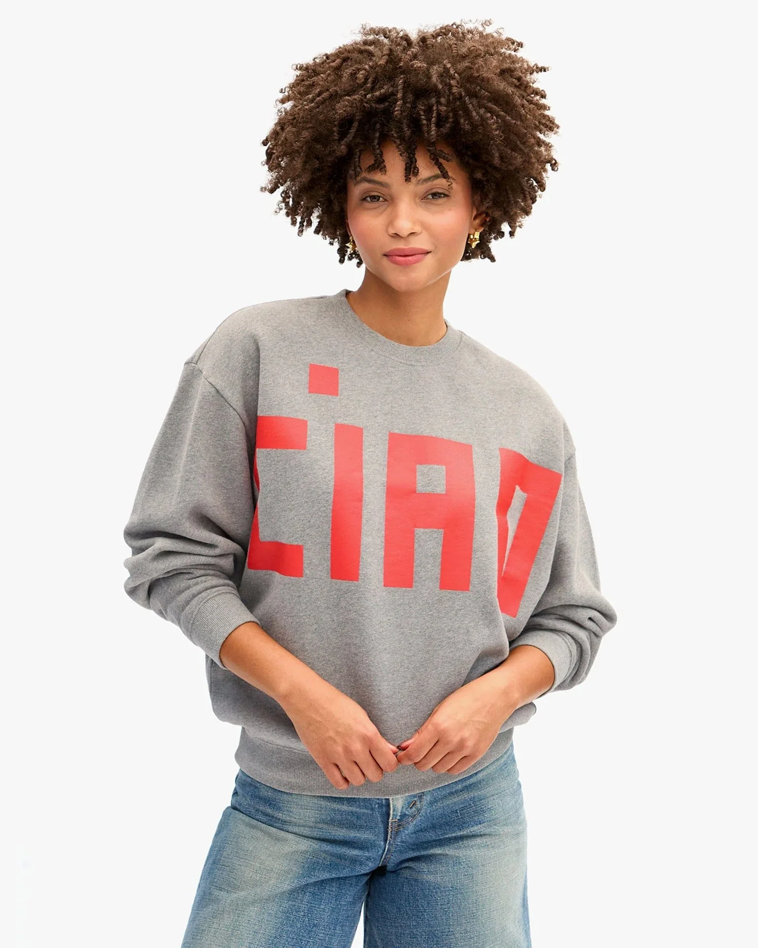 Grand Block Ciao Oversized Sweatshirt in Grey Melange