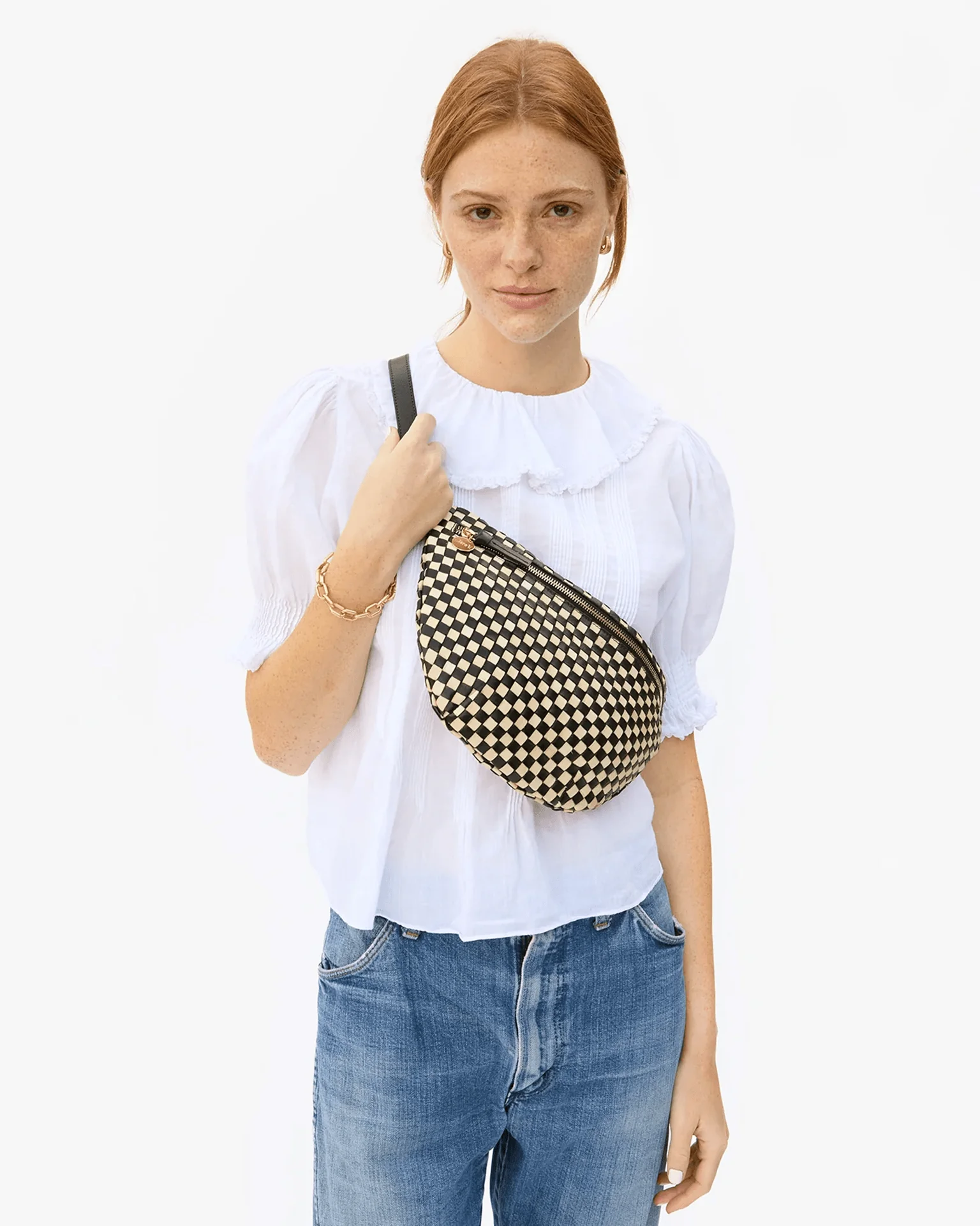 Grande Fanny in Black & Cream Woven Checker - Image 2