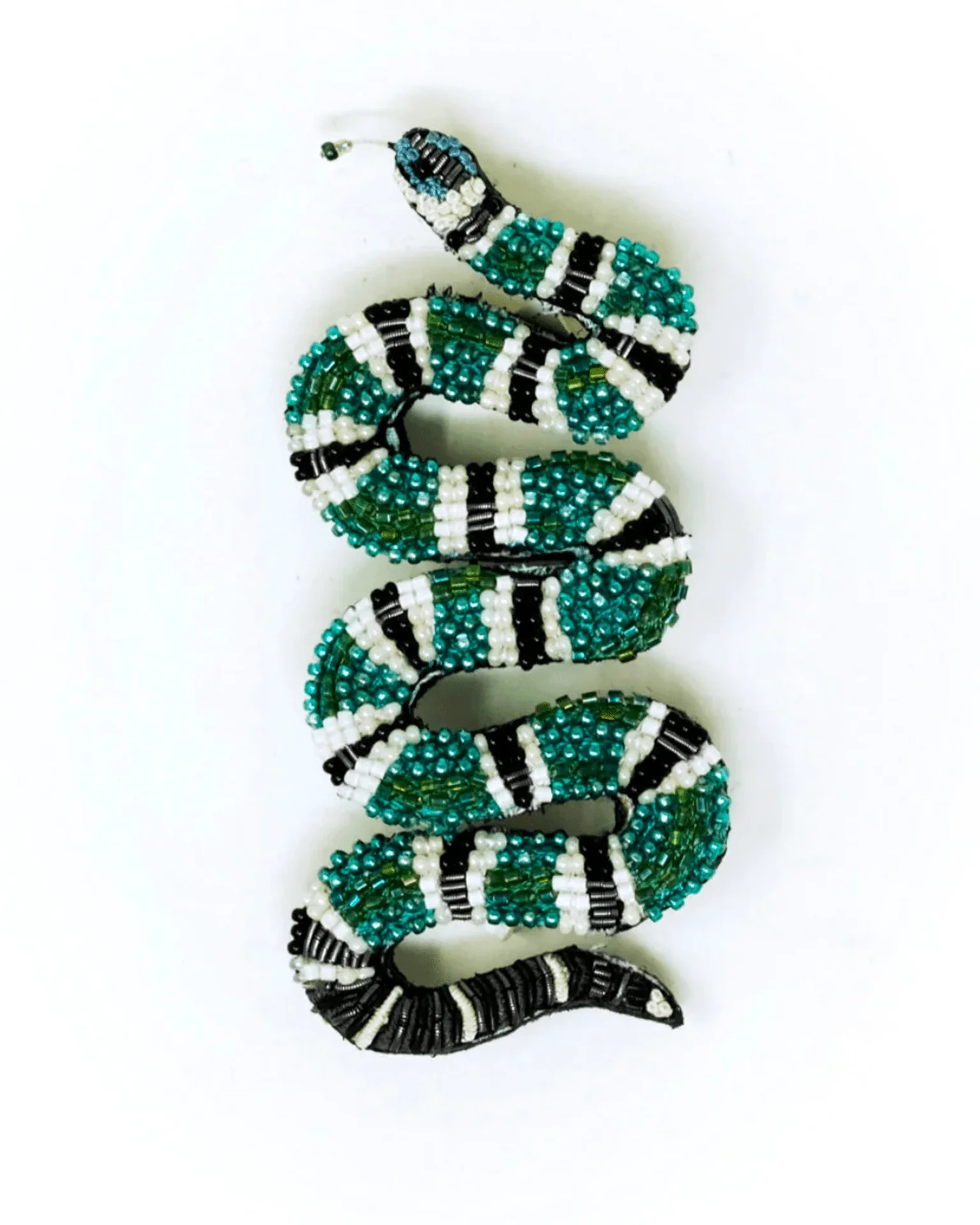 Green Banded Snake Brooch Pin