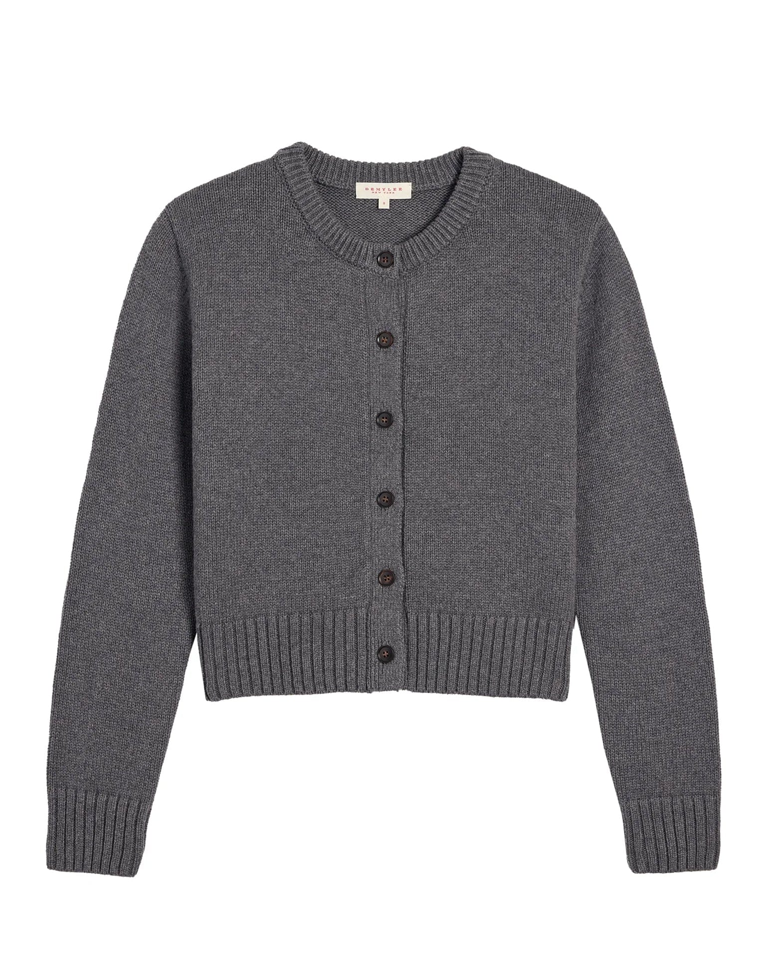Hallie Cotton Cashmere Cardigan in Dark Heather Grey - Image 3