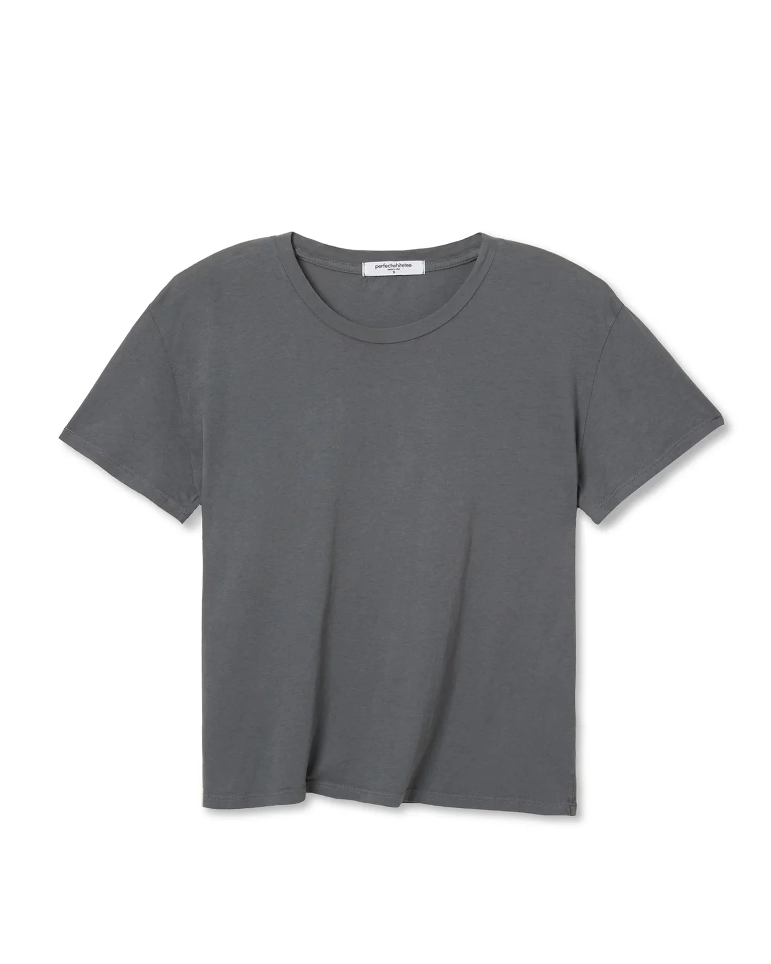 Harley Cotton S/S Boxy Crew Tee in Charcoal - Image 4
