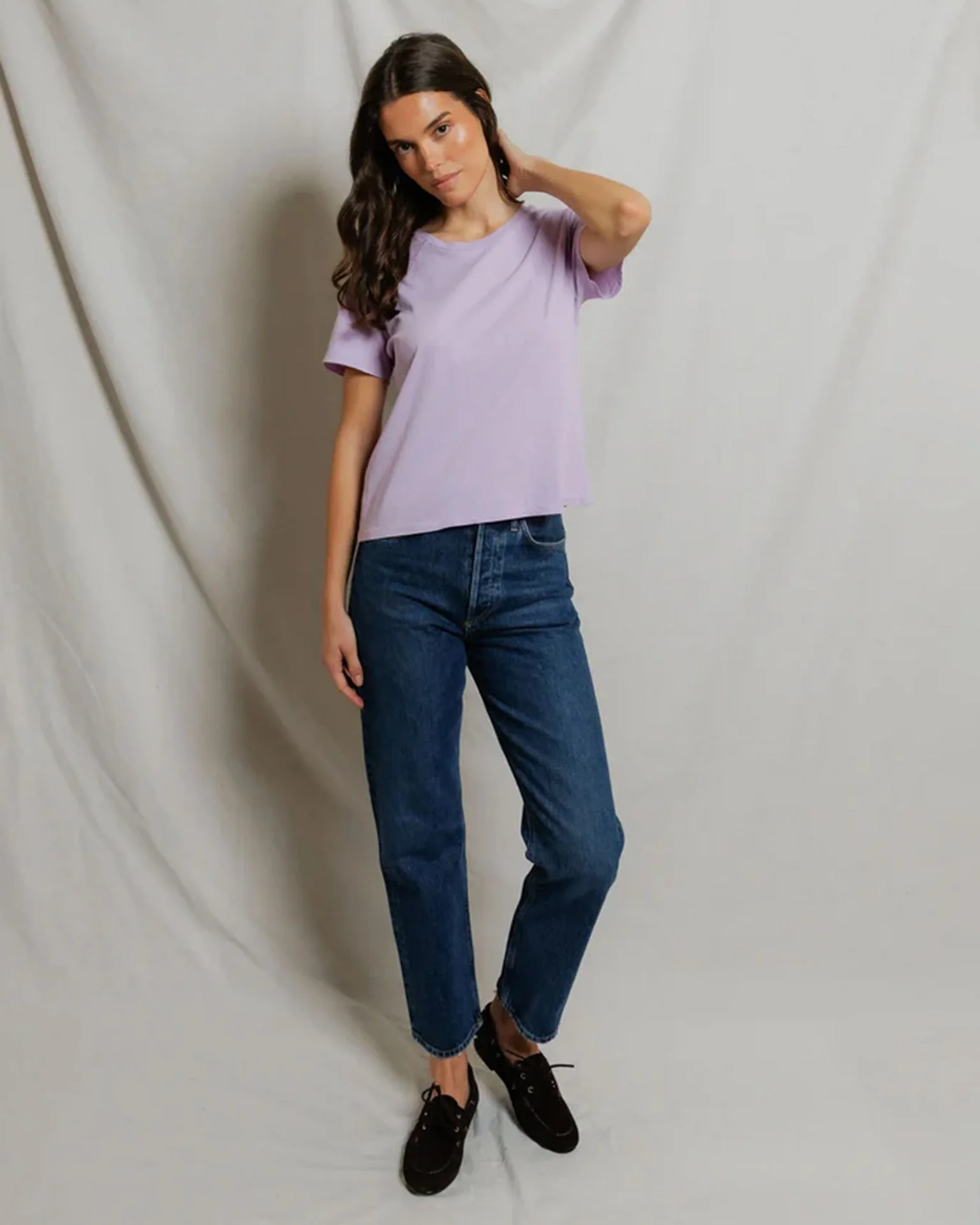 Harley - Cotton Short Sleeve Boxy Crew Tee in Ultraviolet - Image 2