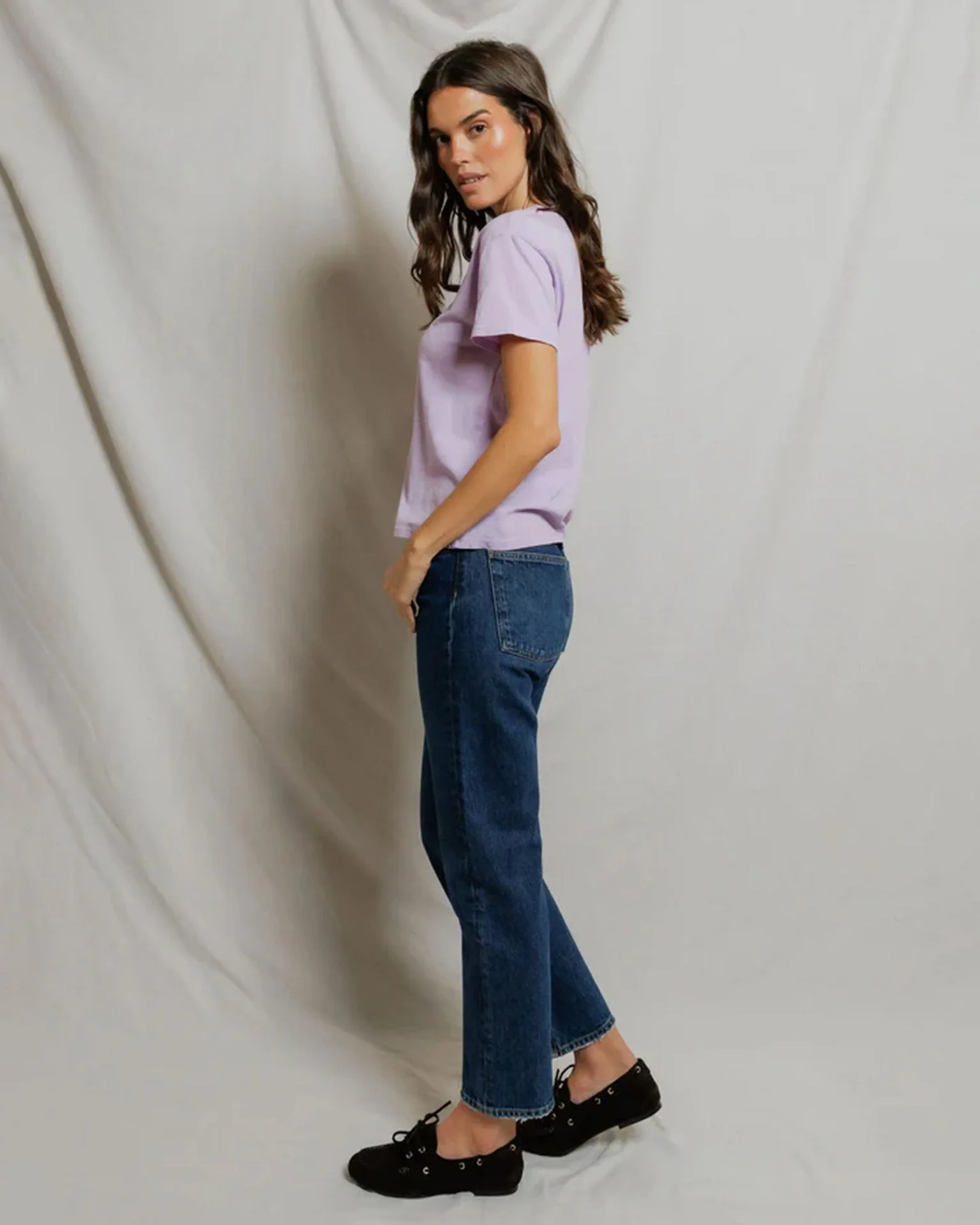Harley - Cotton Short Sleeve Boxy Crew Tee in Ultraviolet - Image 3