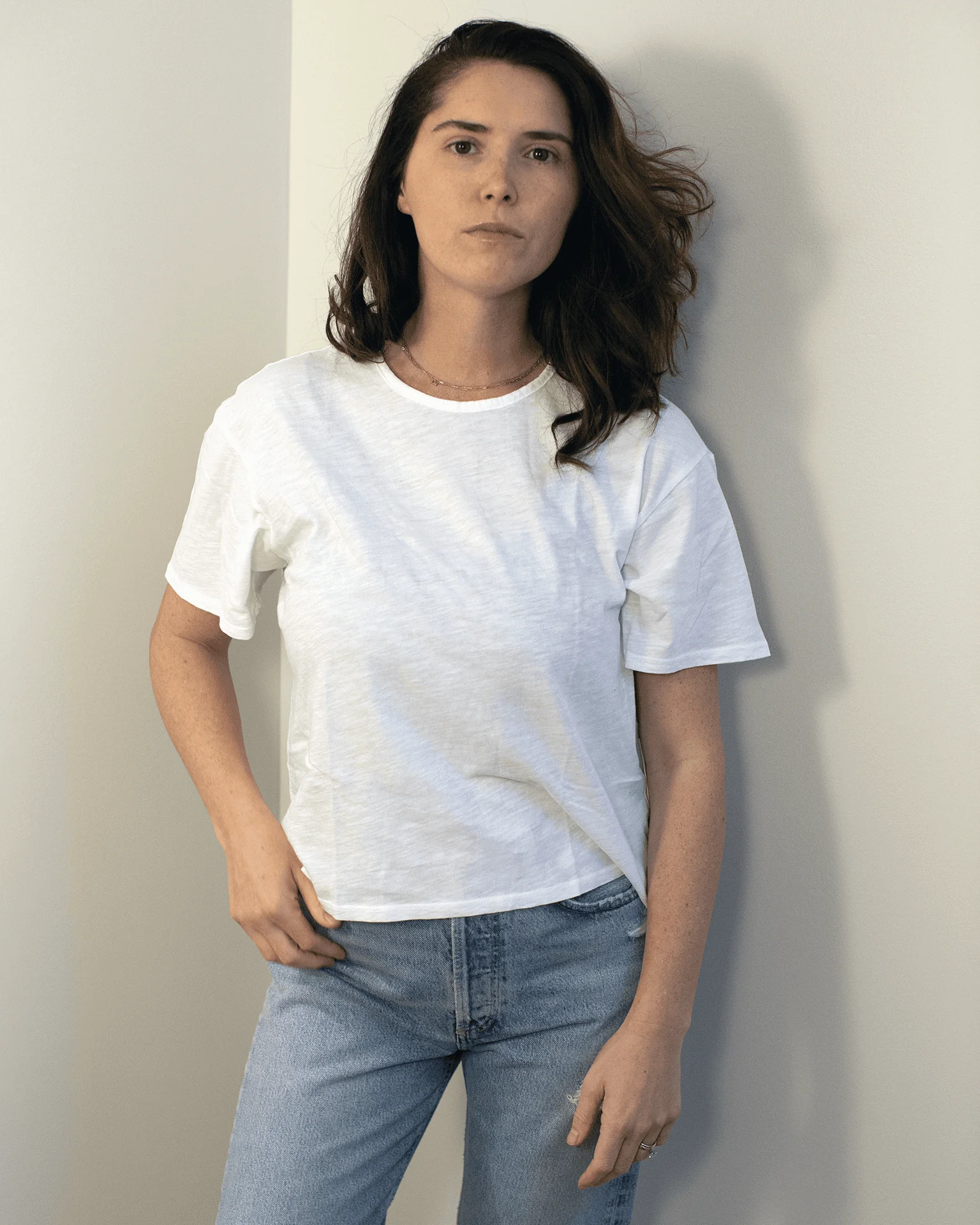 Harper Boxy Slub Jersey Tee in White