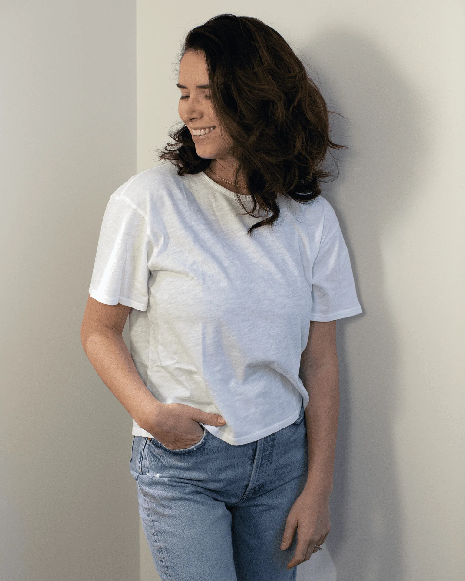 Harper Boxy Slub Jersey Tee in White - Image 4