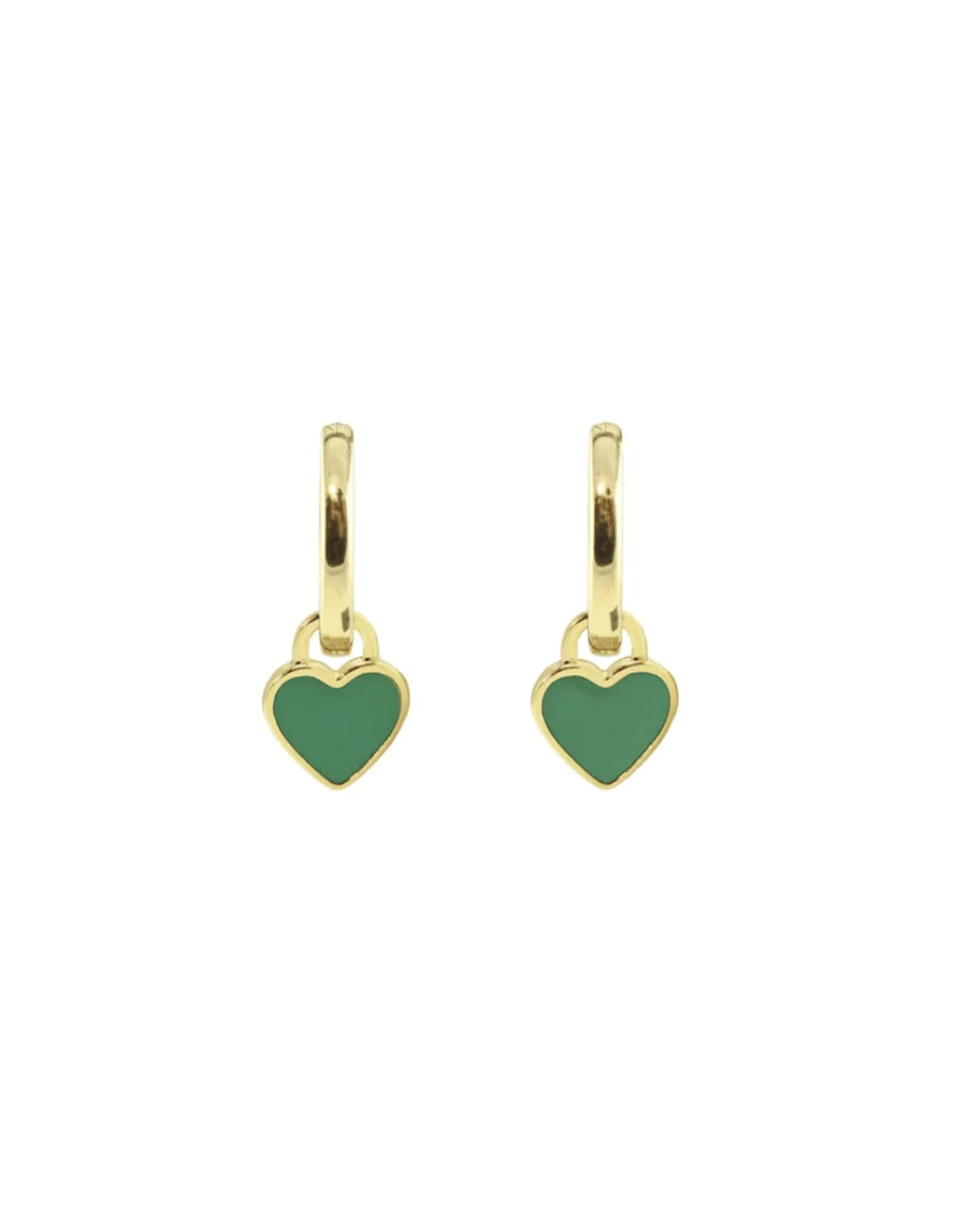 Heart Enamel Huggie Hoop Earrings in Green