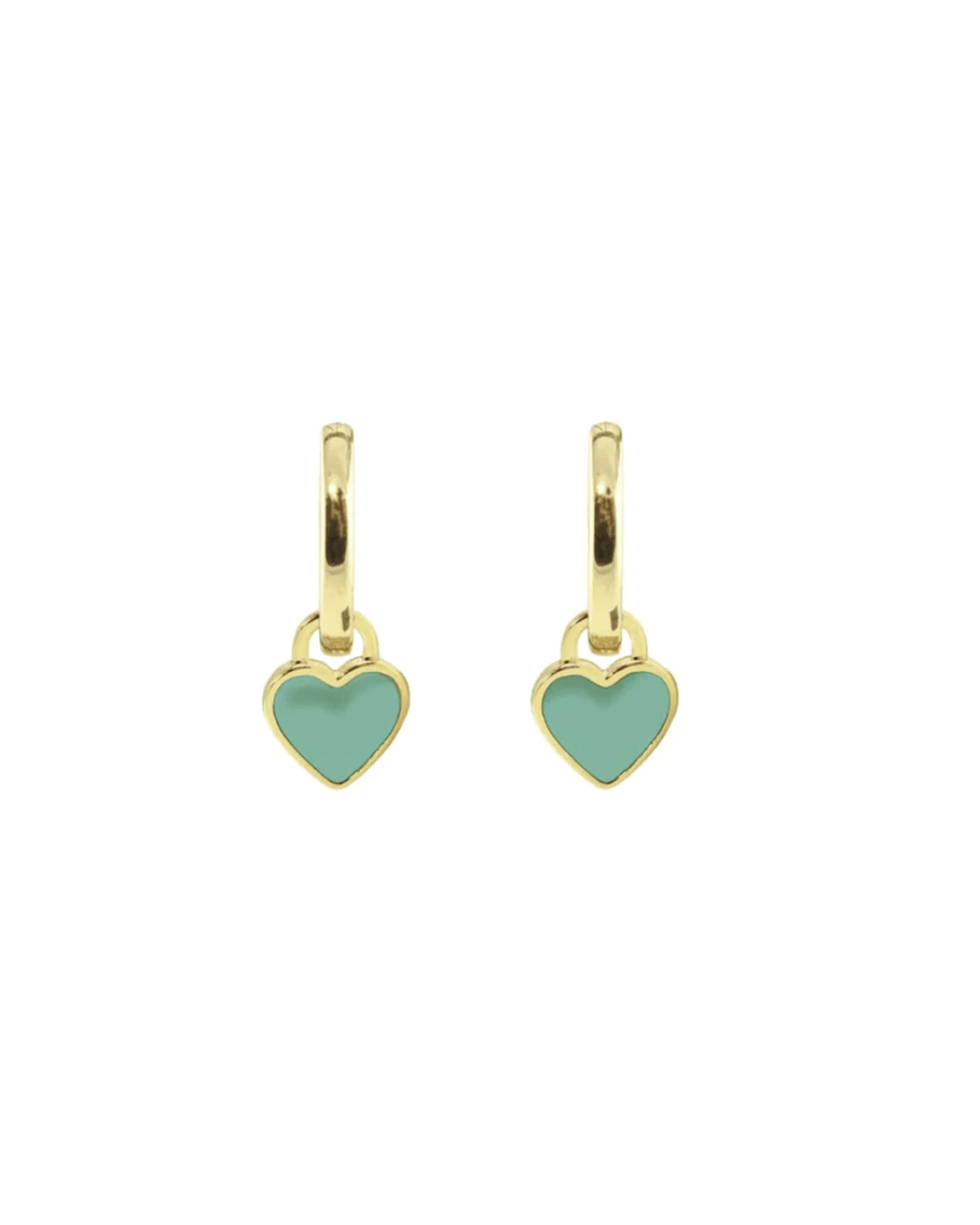 Heart Enamel Huggie Hoop Earrings in Turquoise