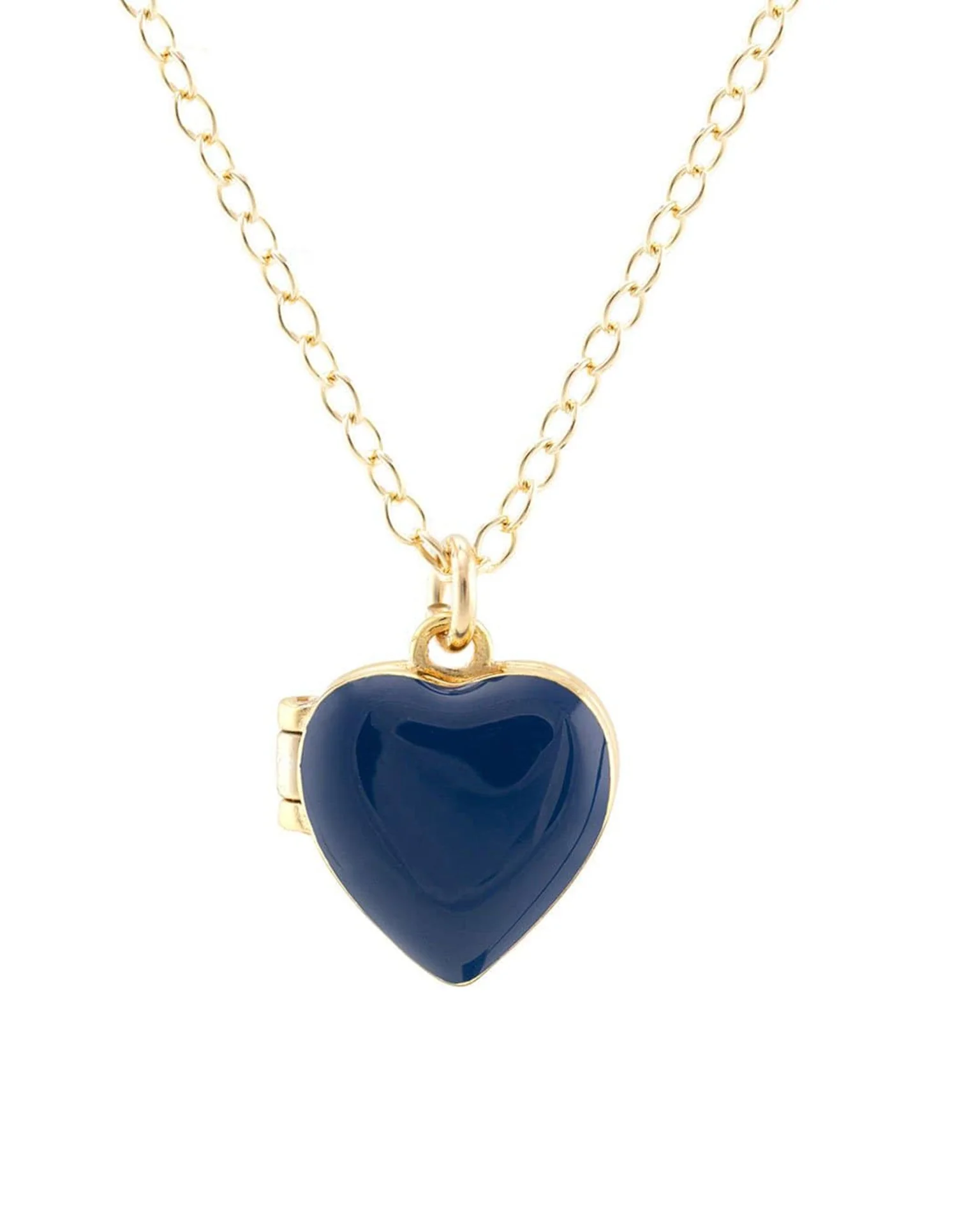 Heart Enamel Locket in Cobalt Blue