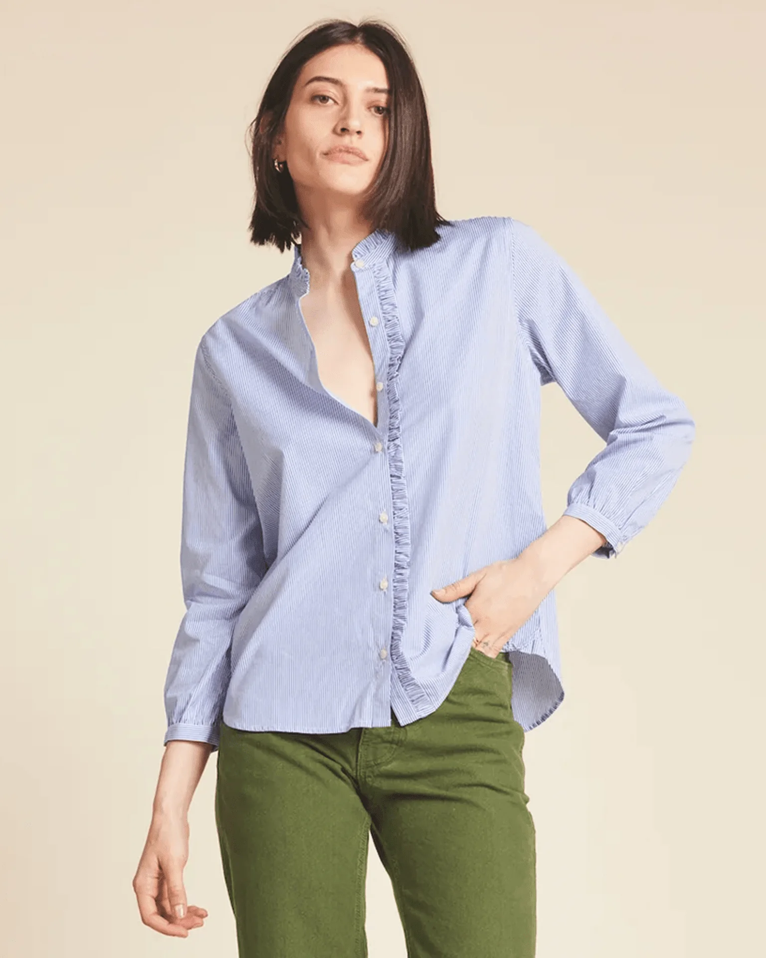 Helena Shirt in Blue/White Stripe