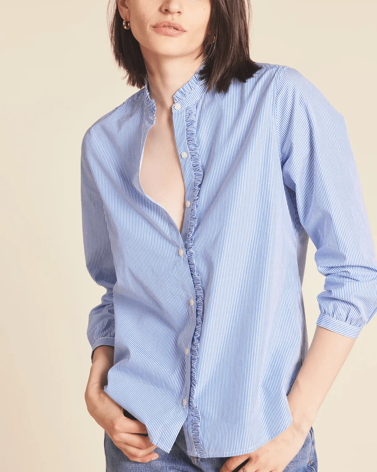 Helena Shirt in Blue/White Stripe - Image 2