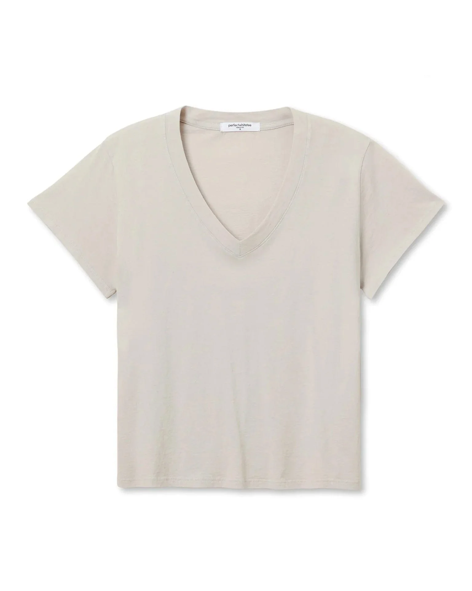 Hendrix Cotton S/S Boxy V Neck Tee in Silver - Image 4
