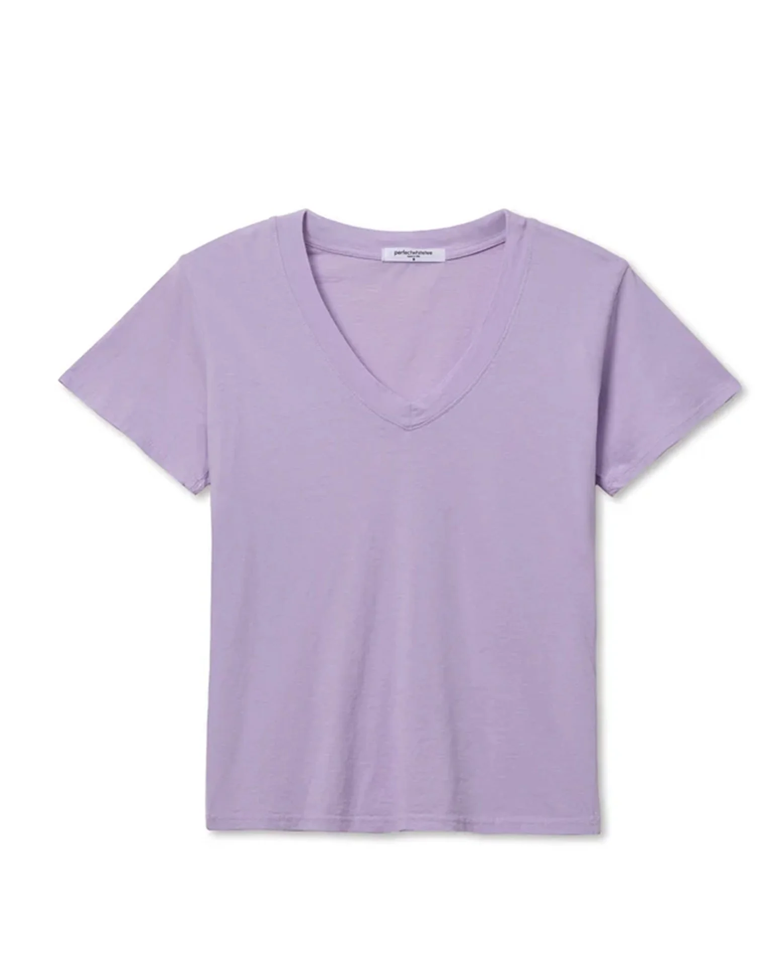 Hendrix - Cotton Short Sleeve Boxy V Neck Tee in Ultraviolet - Image 6