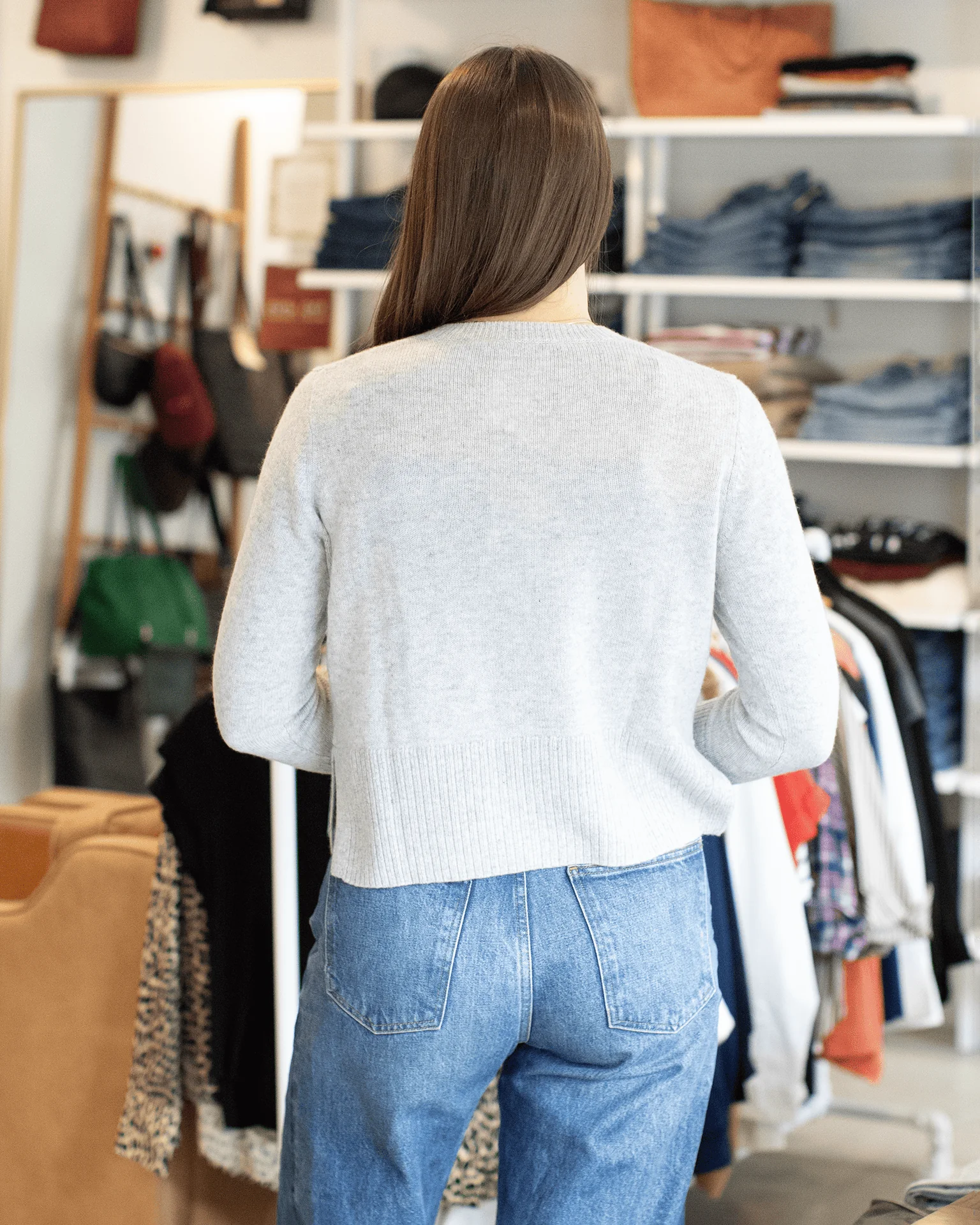 Hi Rib Cardigan W/ Slits in Cinderblock - Image 3