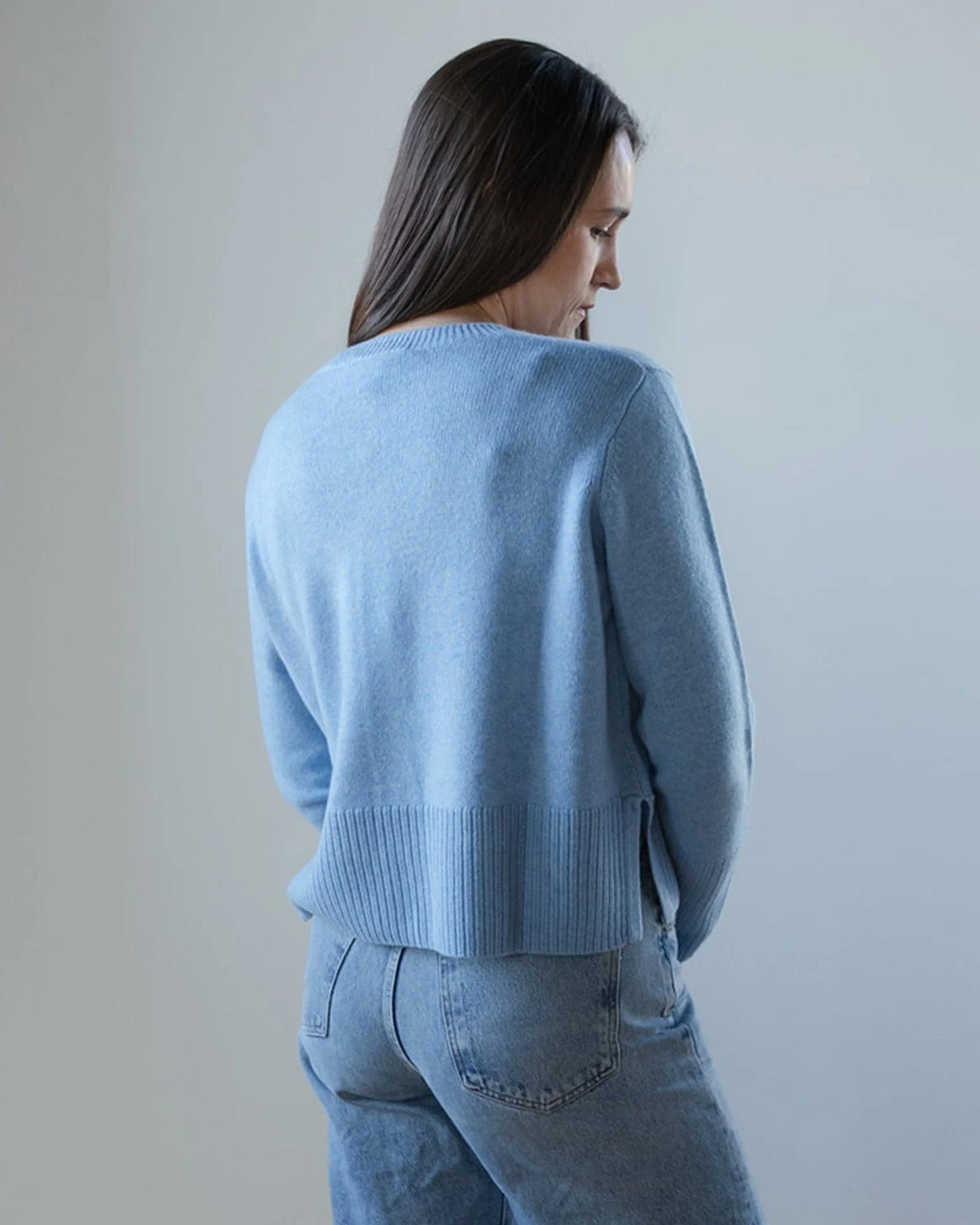 Hi Rib Cardigan W/ Slits in Heather - Image 4