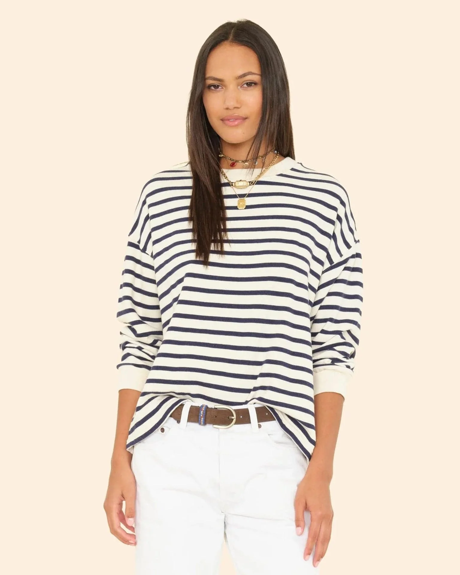 Honor Sweatshirt In Natural Stripe
