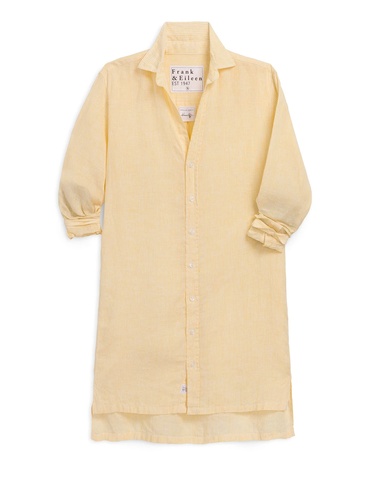 Hunter Step-hem Shirtdress in Yellow Stripe