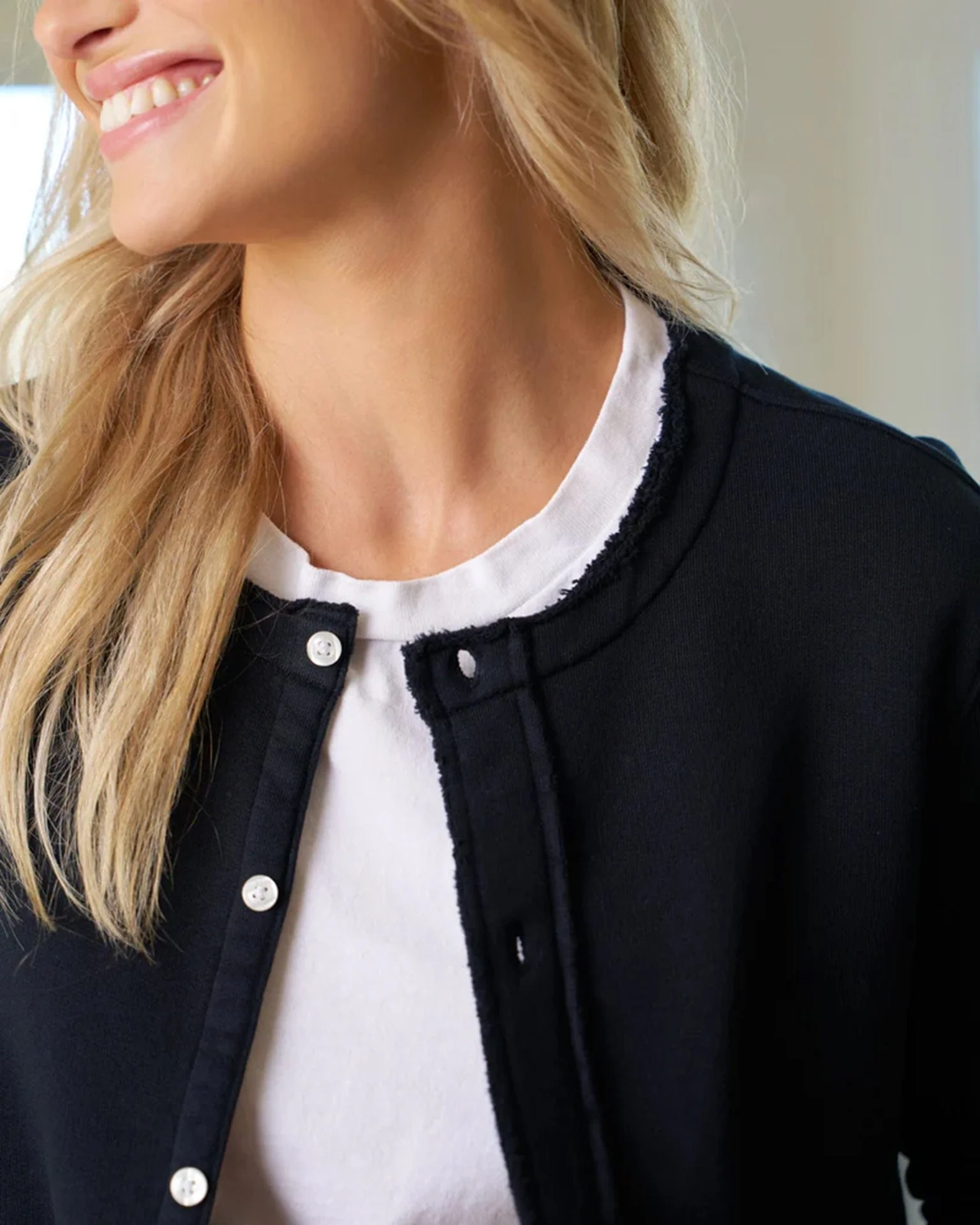 Jackie French Terry Cardigan in British Royal Navy - Image 3
