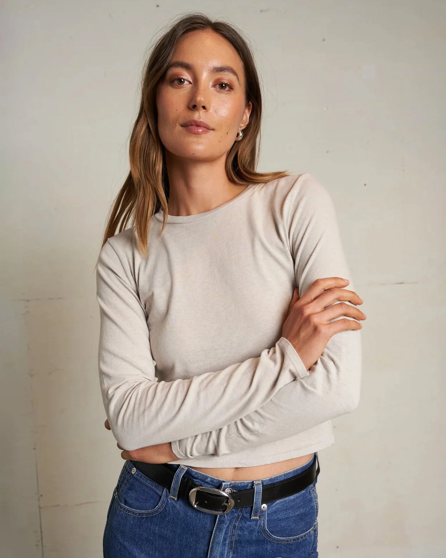 Jamie Recycled Cotton L/S in Silver