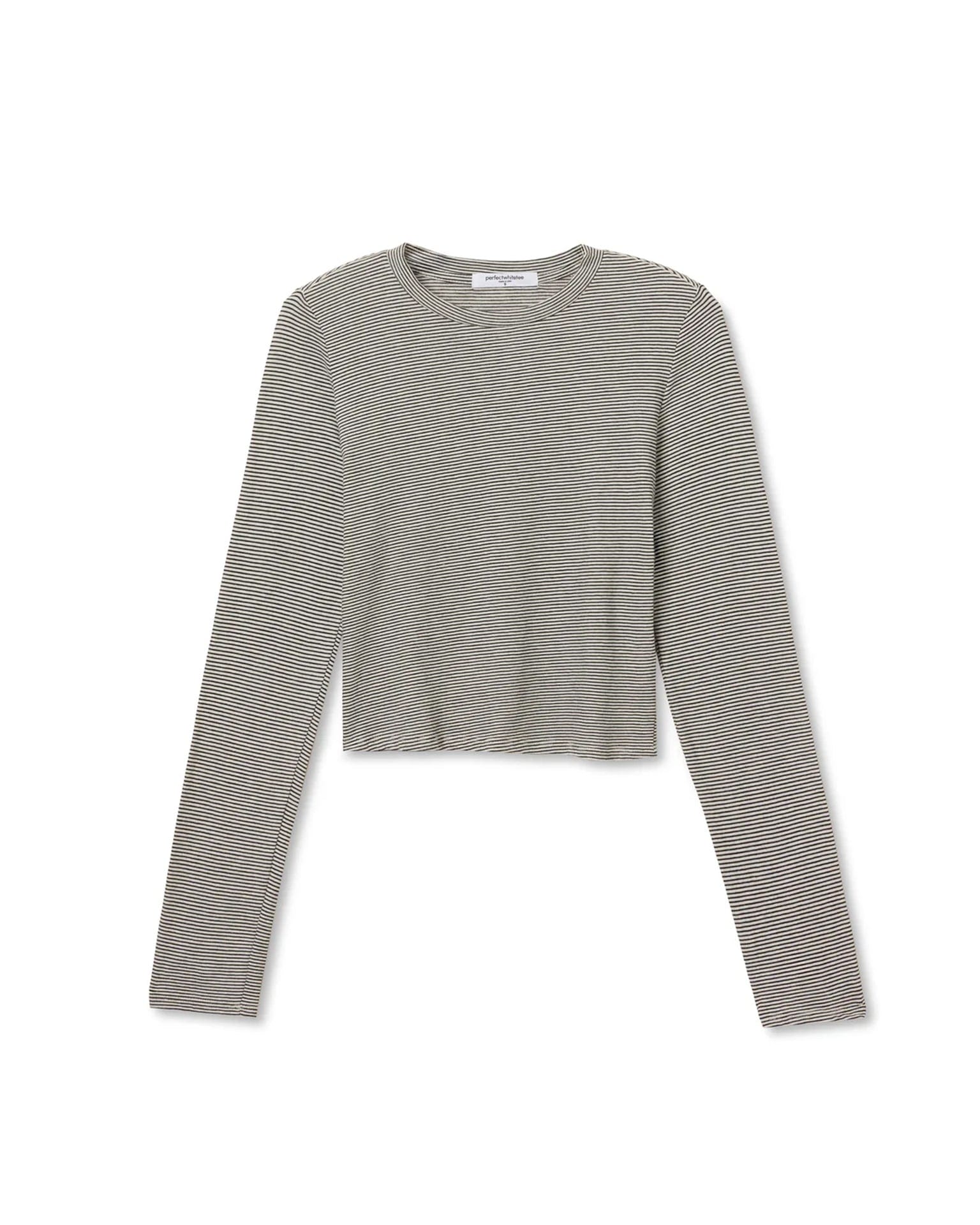 Jamie Stripe Jersey Crew L/S in Ivory/Black - Image 4