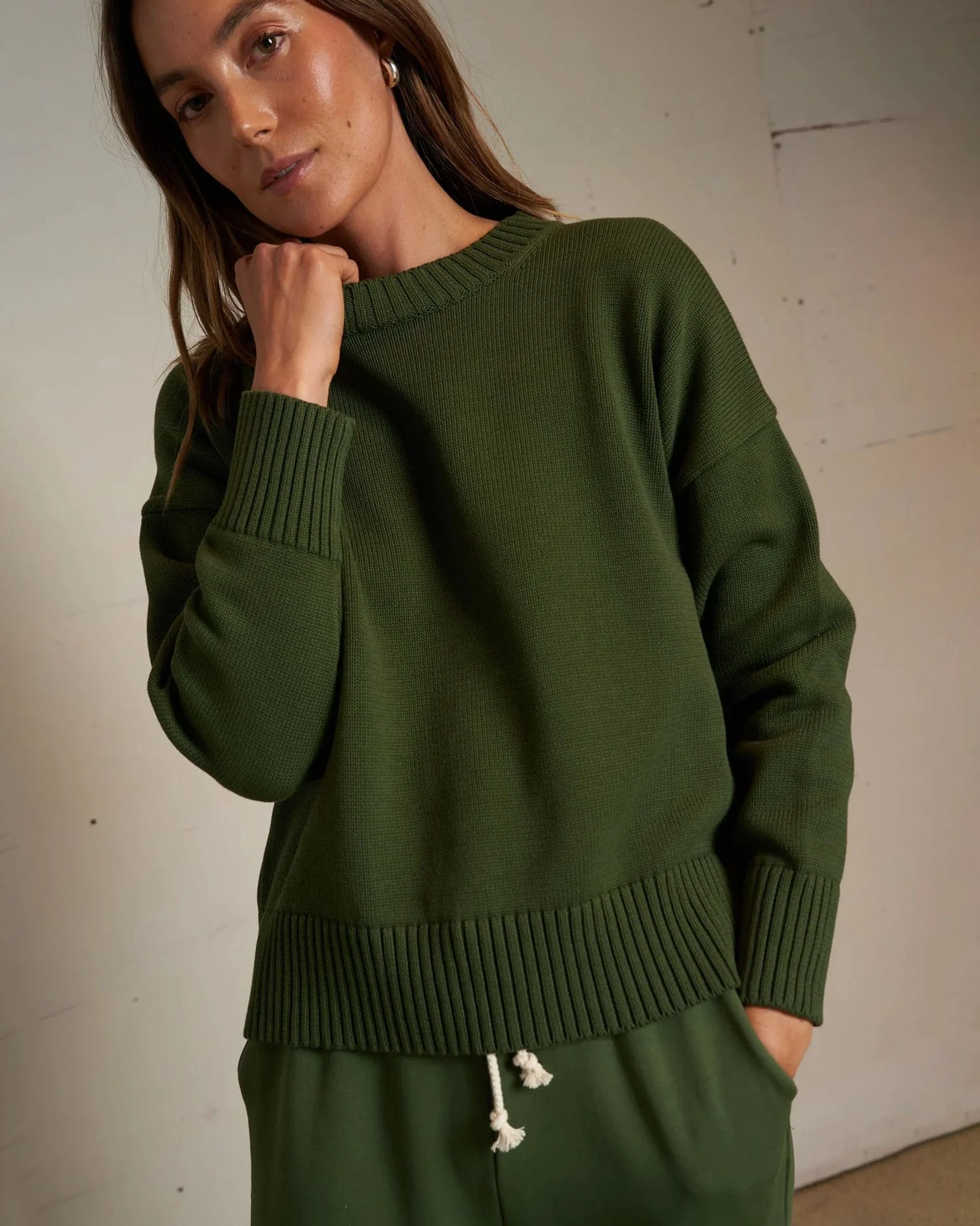 Janet Cotton Sweater in Fern Green