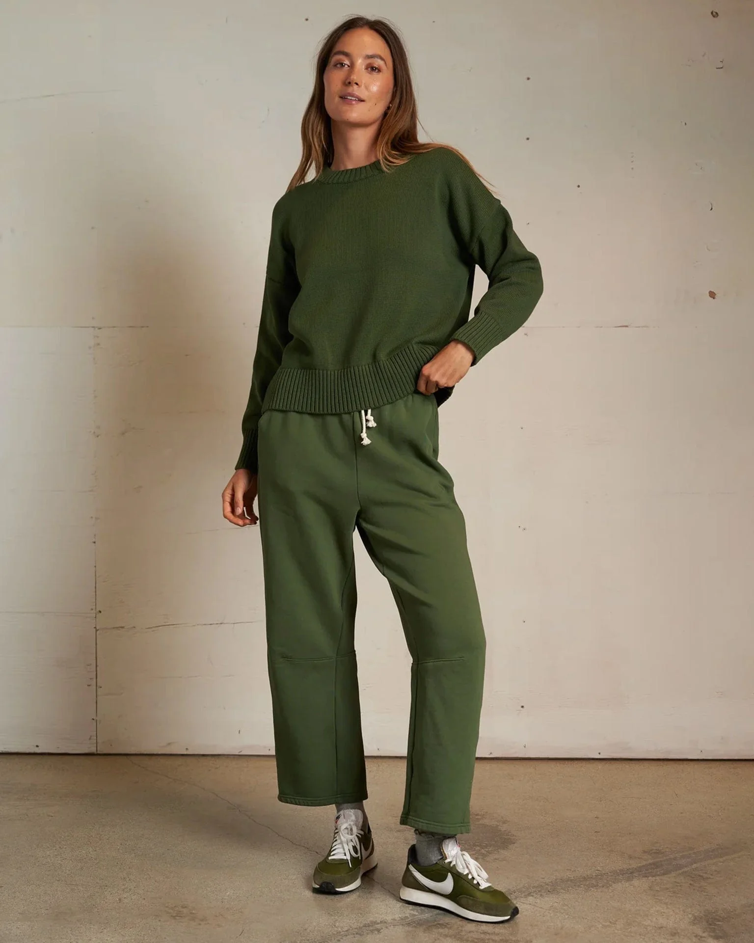 Janet Cotton Sweater in Fern Green - Image 2