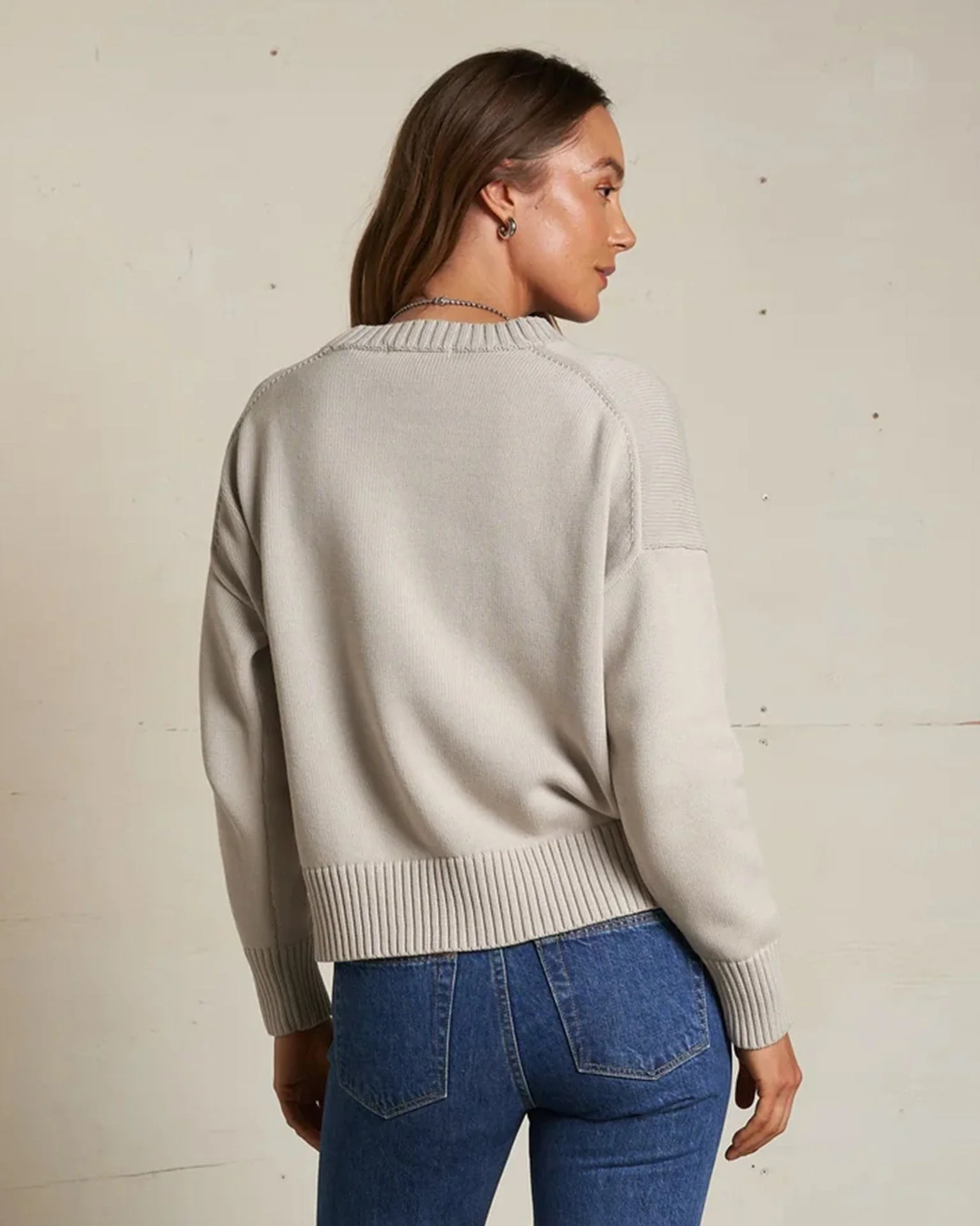 Janet Cotton Sweater in Silver - Image 3