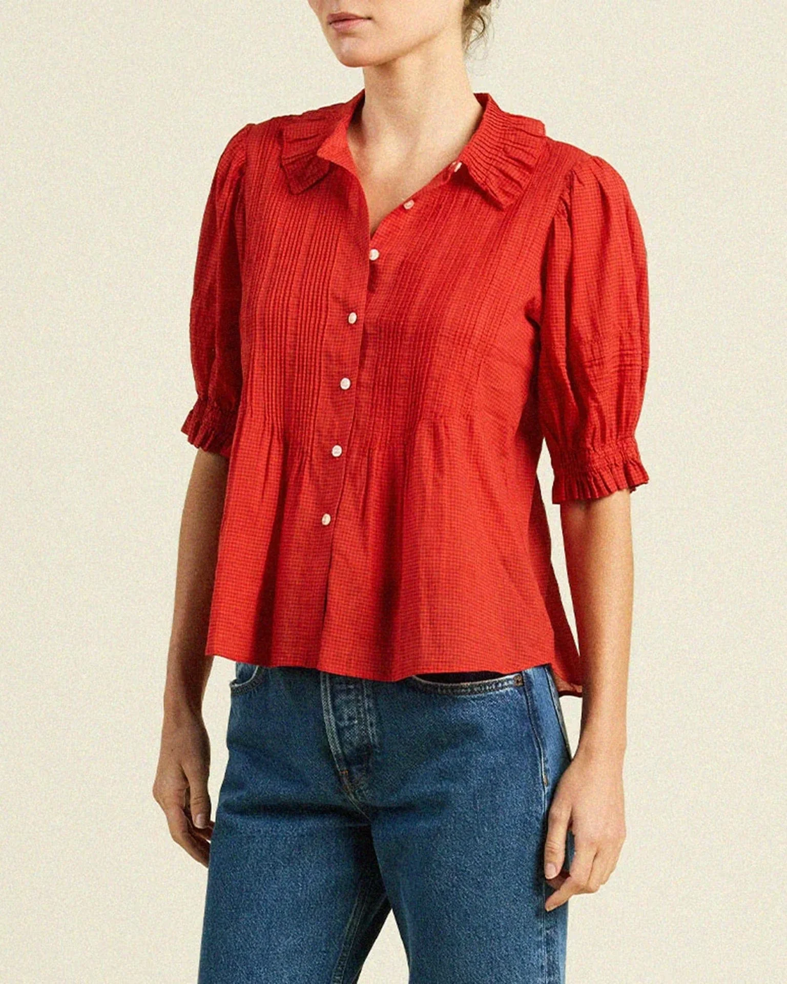 Jess Blouse in Crimson Check